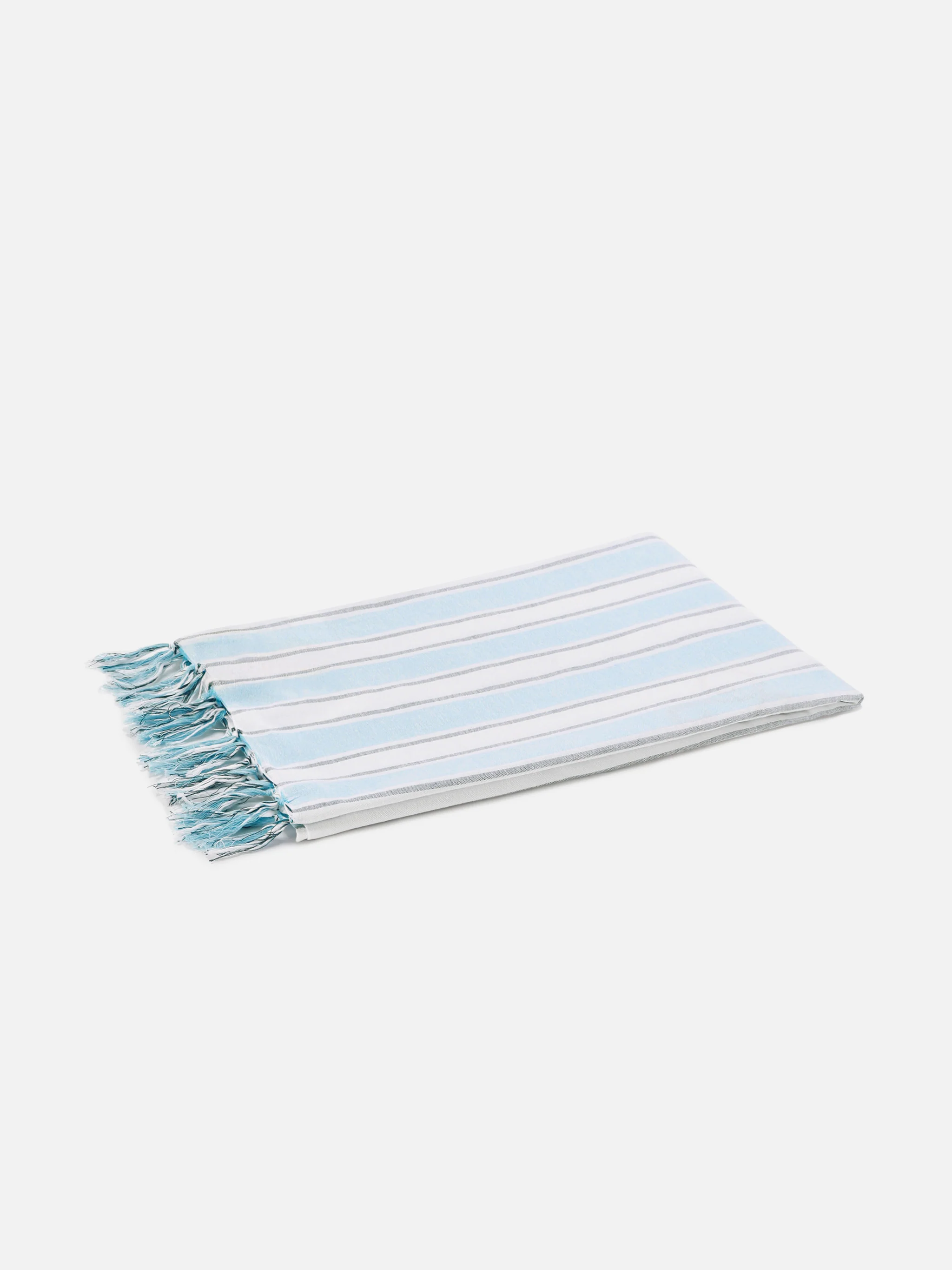 Foutas Lightbeach towel with light blue and white stripes and embroidered logo - Image 3