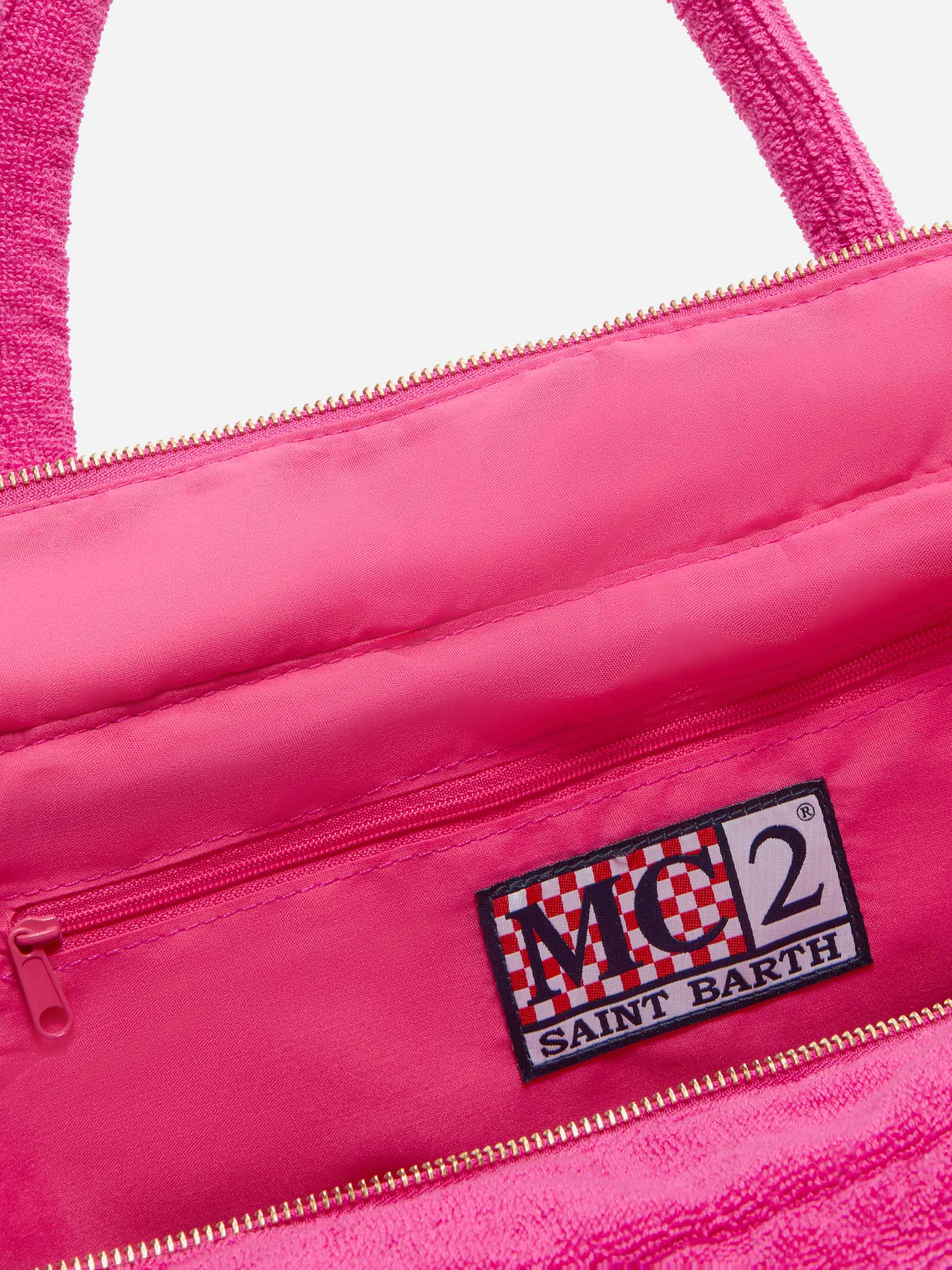 Fuchsia solid color terry effect Vanity regular bag - Image 4