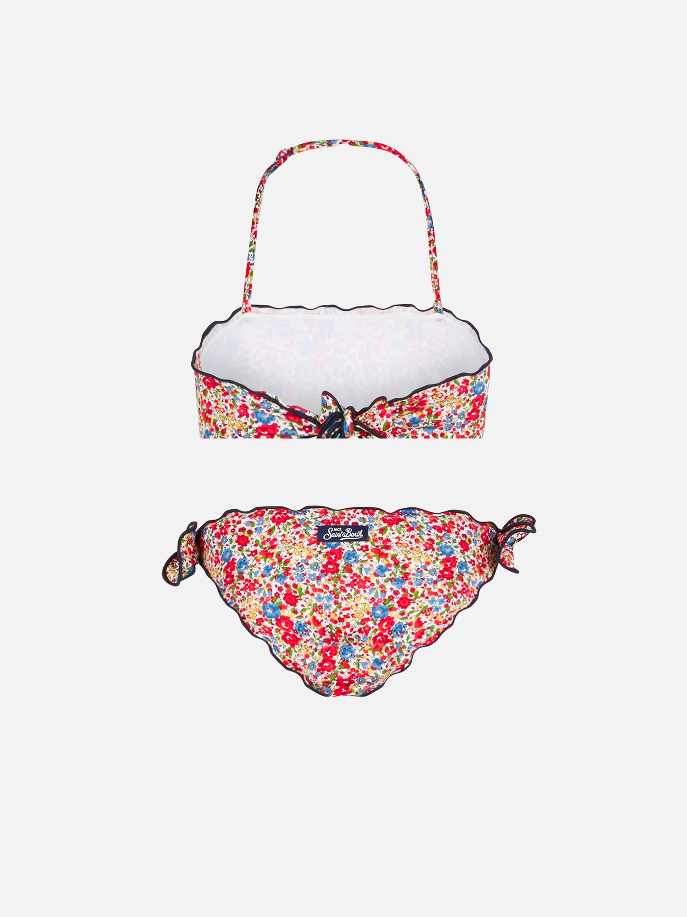 Girl bandeau bikini with multicolor flowers print - Image 2