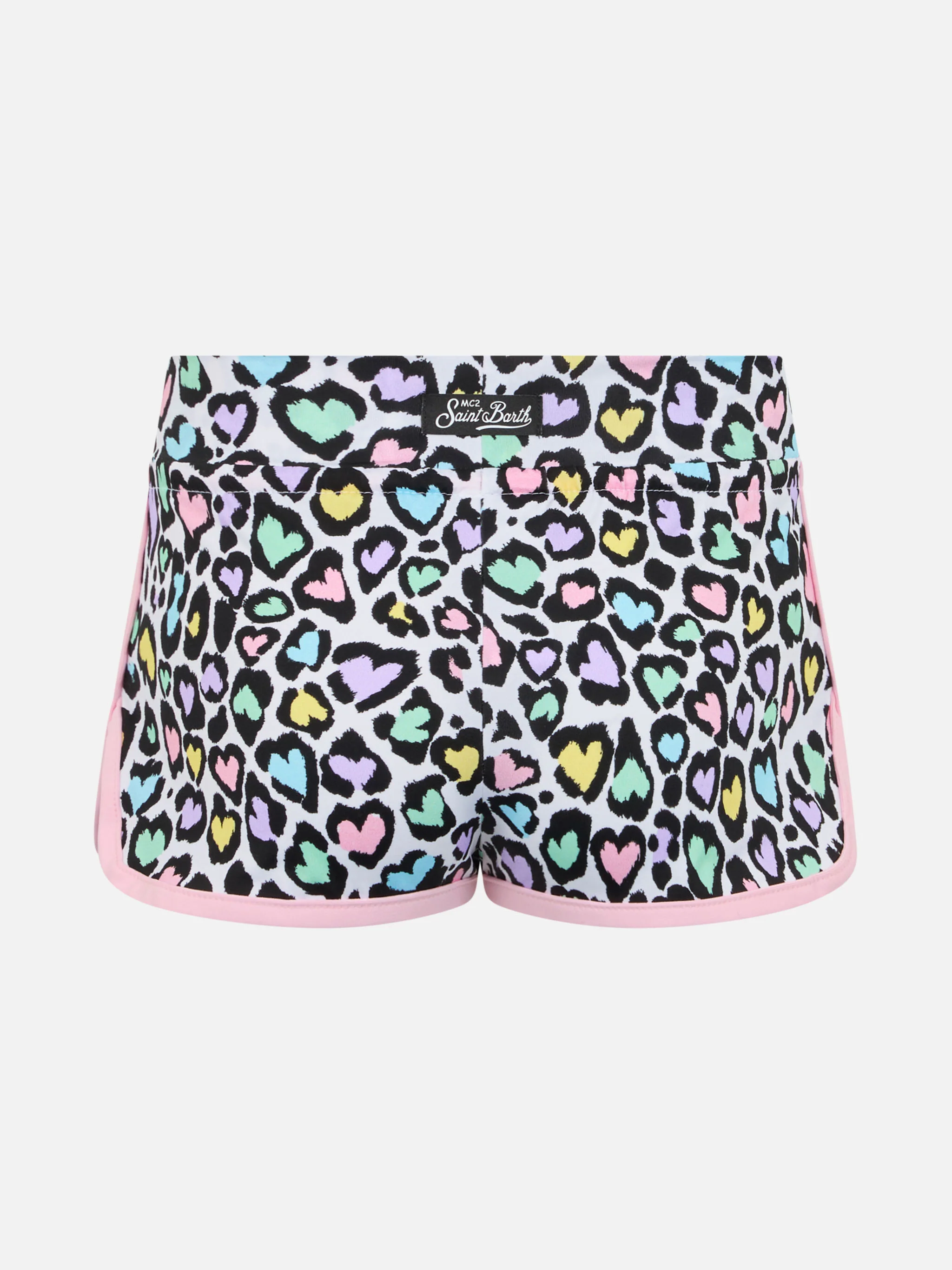 Girl beach shorts Coco with hearted animalier print - Image 2