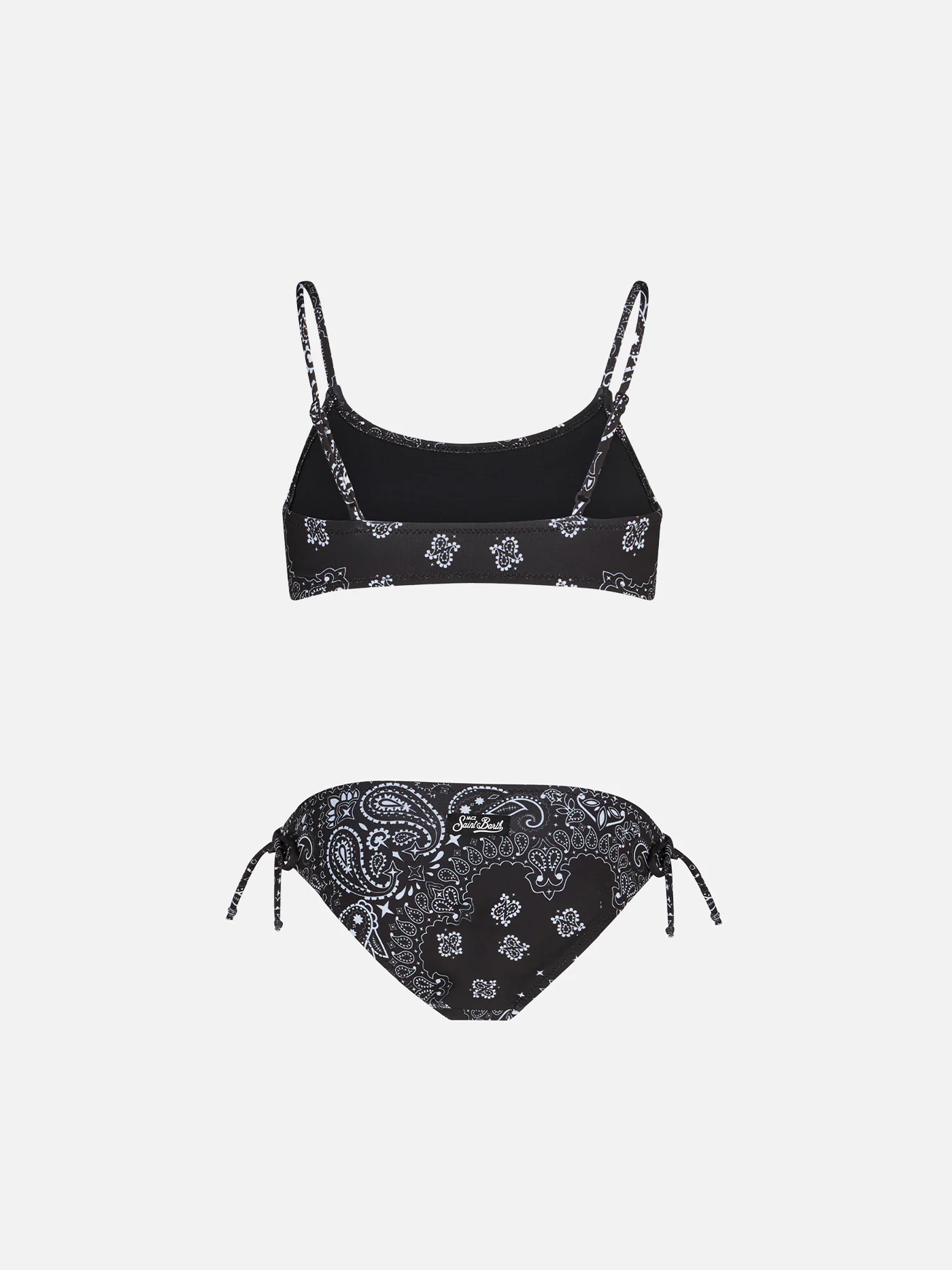 Girl black bralette bikini with bandanna print - Image 2