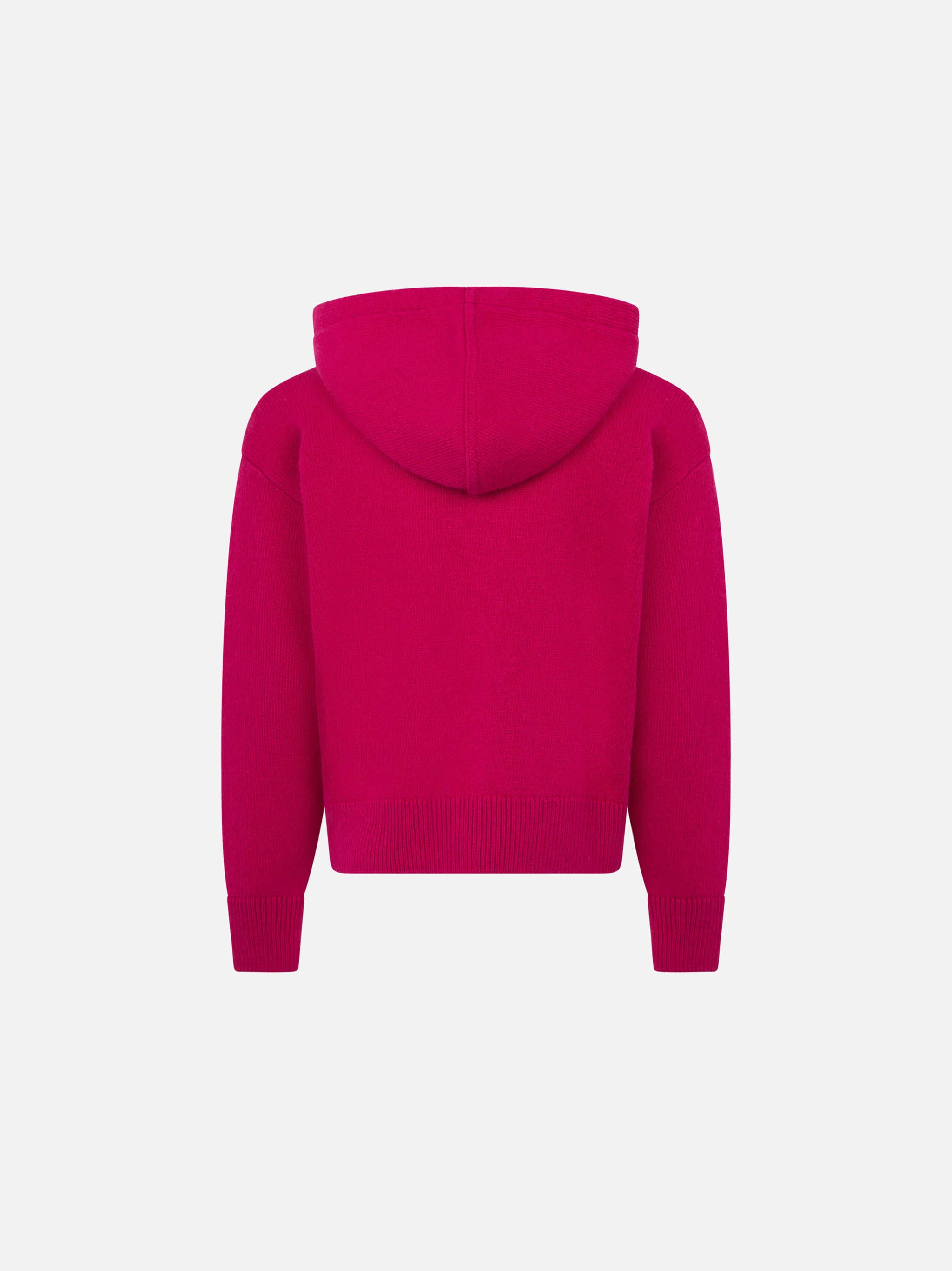 Girl fuchsia cropped hooded sweater with rhinestones - Image 2