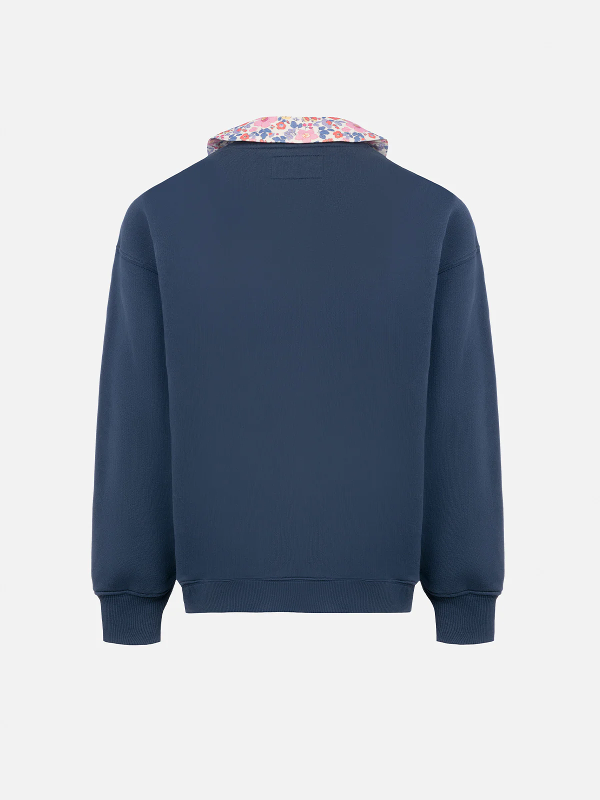 Girl blue crewneck sweatshirt Coleen with a floral collar - Image 2
