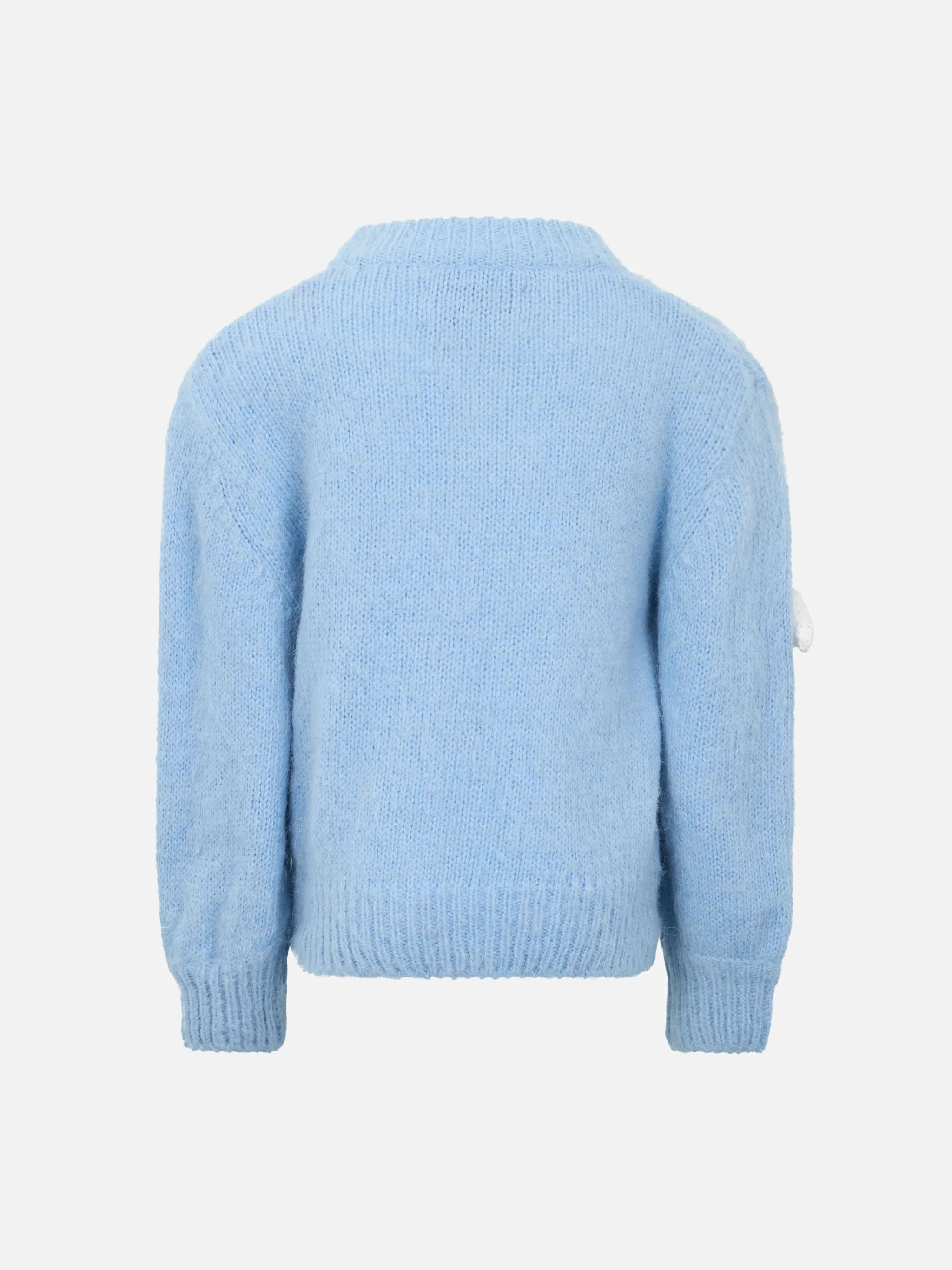 Girl boxy shape soft sweater Danya Jr with crochet cloud 3D patches - Image 3