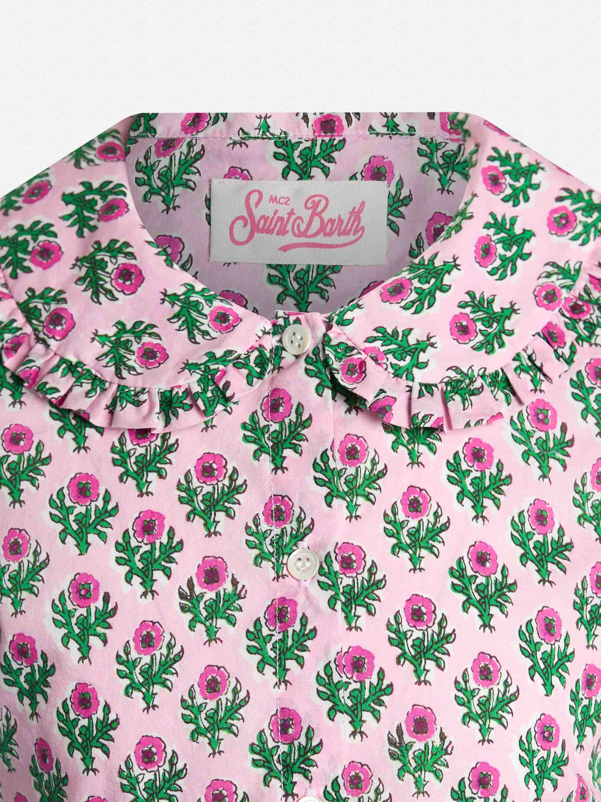 Girl boxy shirt Violan Jr with flower print - Image 3