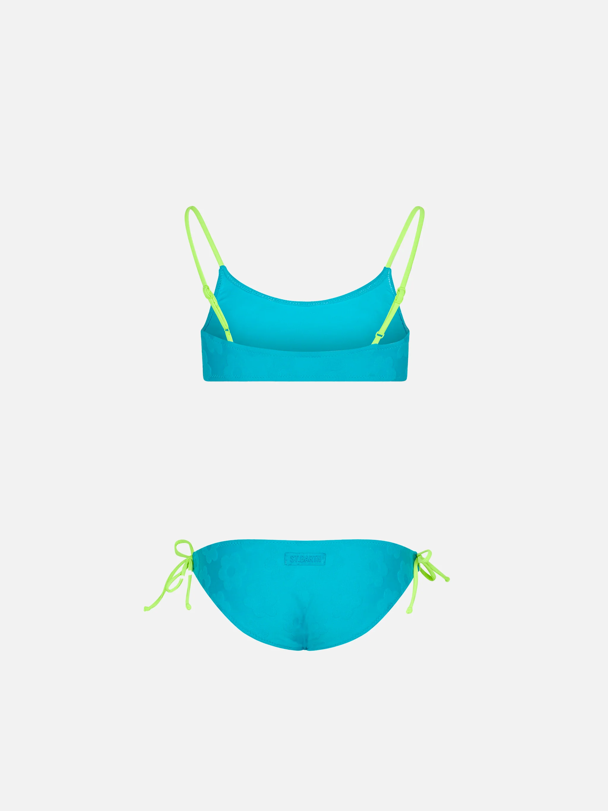 Girl terry bralette bikini with embossed flowers - Image 2