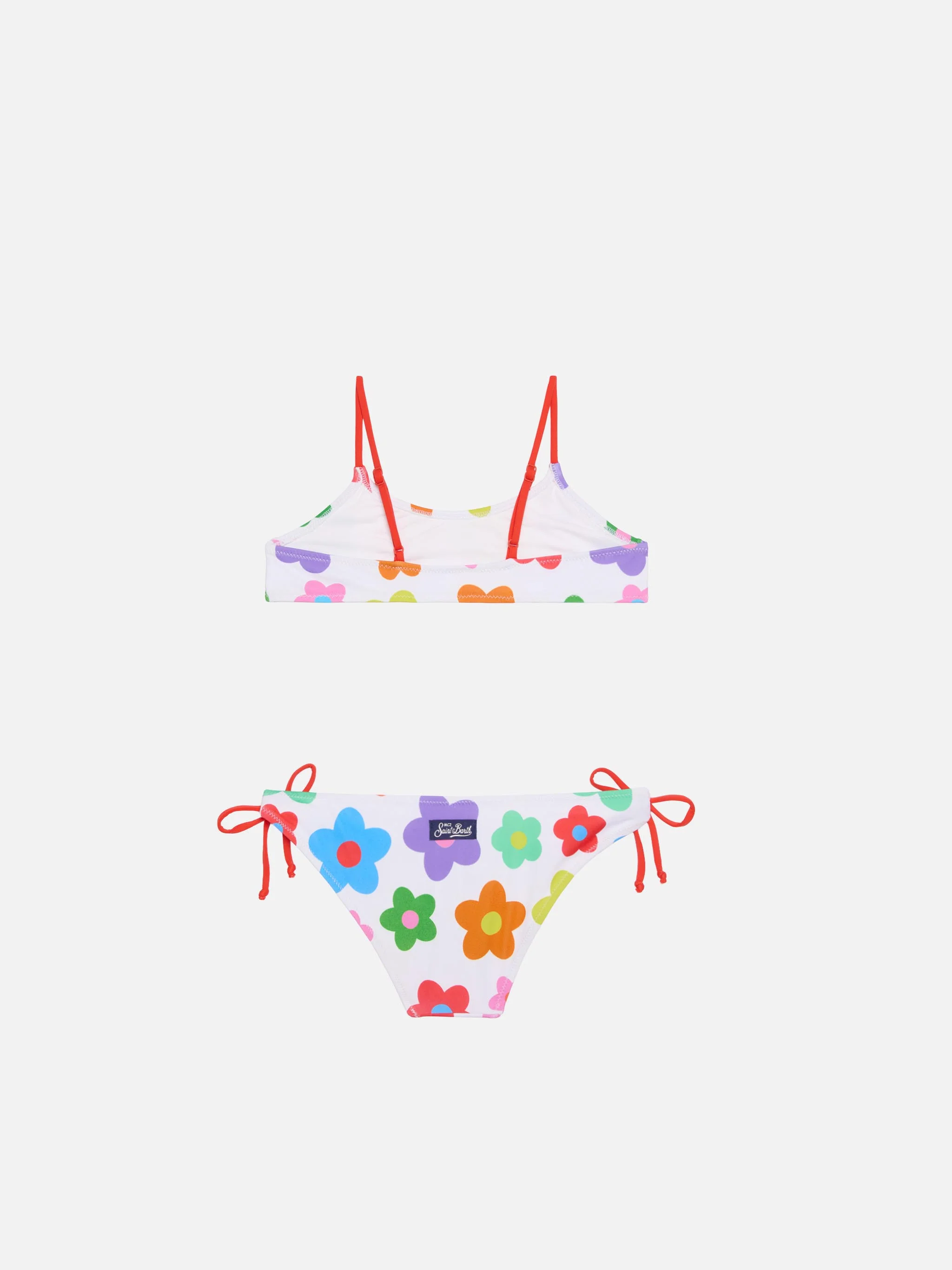 Girl bralette bikini with multicolor daisy print - Image 2
