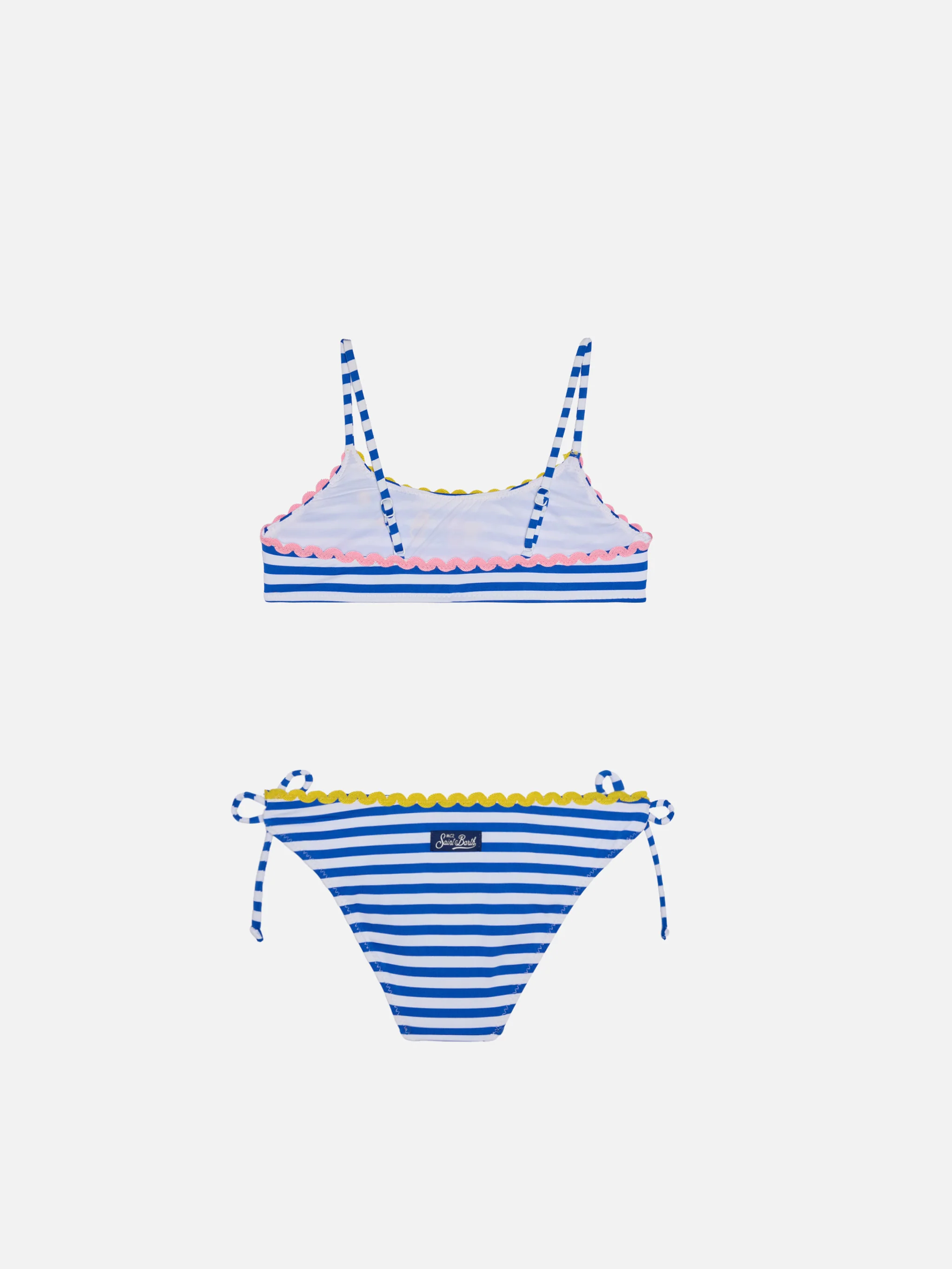 Girl bralette bikini with navy blue striped - Image 2