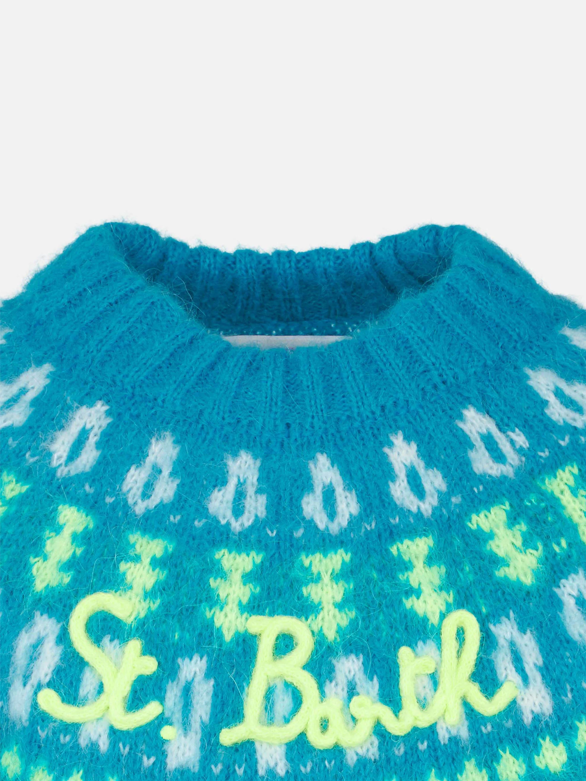 Girl brushed crewneck sweater with nordic jacquard - Image 3