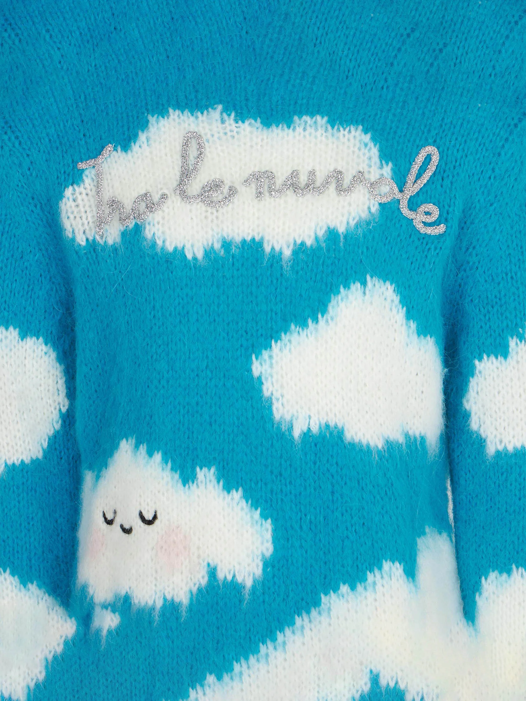 Girl brushed sweater with Tra le nuvole embroidery - Image 2
