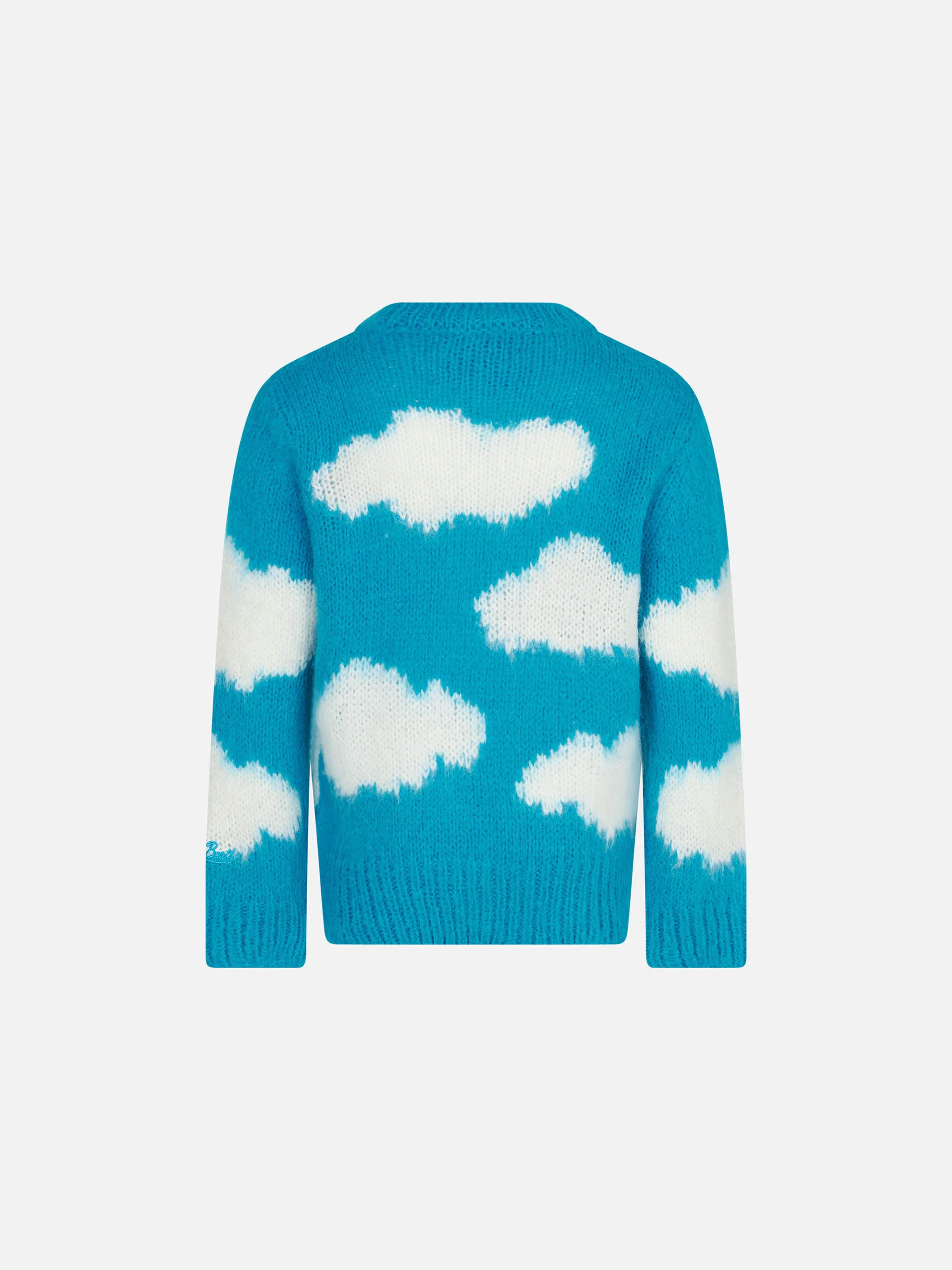 Girl brushed sweater with Tra le nuvole embroidery - Image 3
