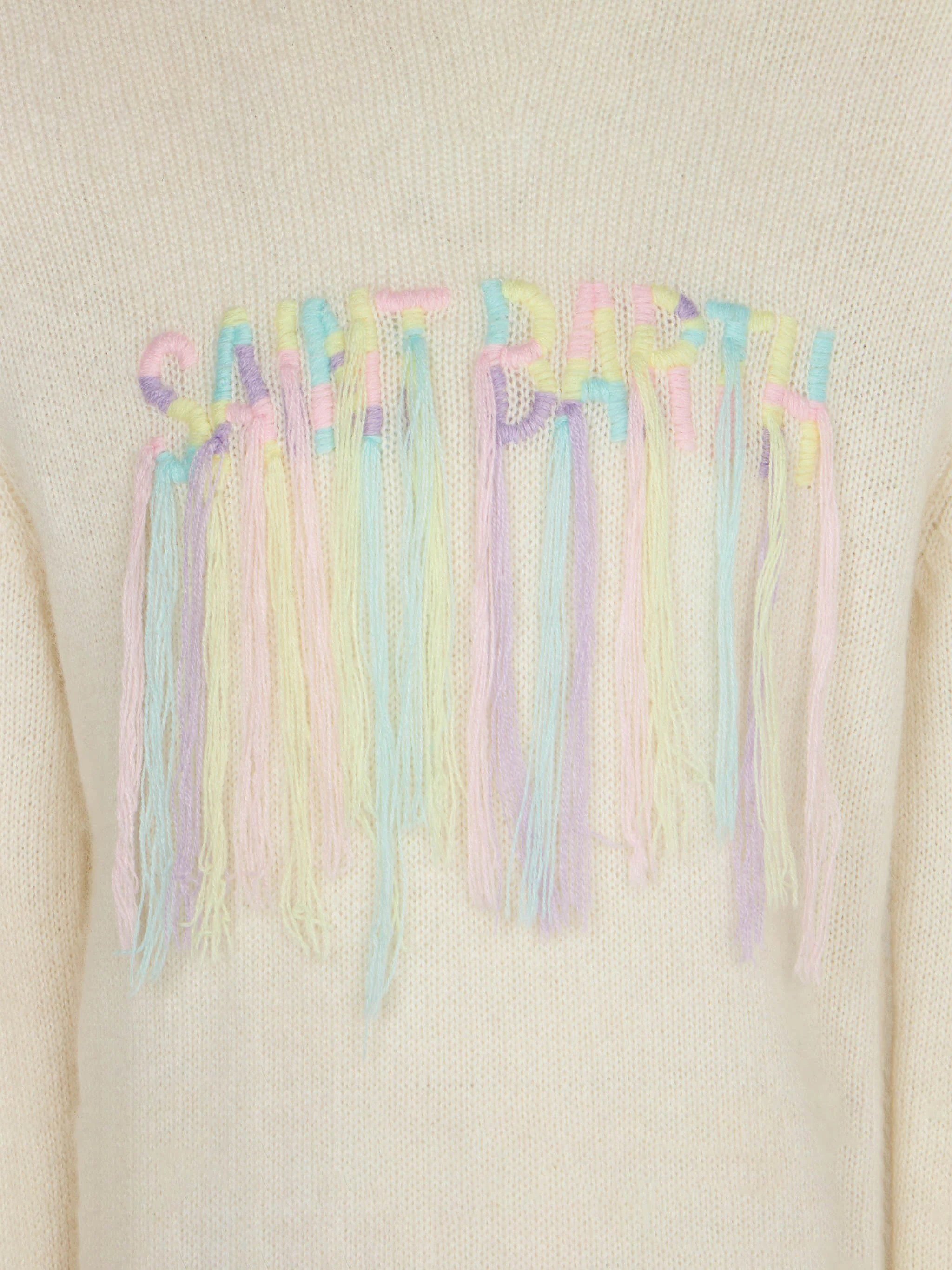 Brushed creweneck with fringed embroidery - Image 3