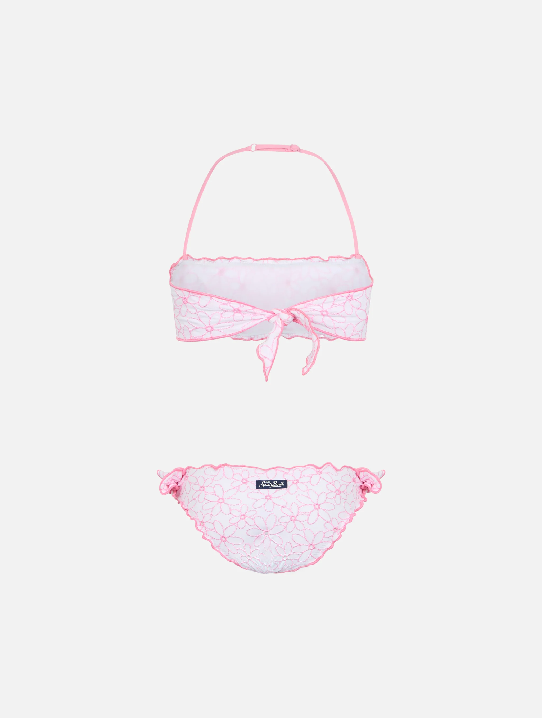 Girl classic bandeau bikini Emy with daisy embroidery - Image 2