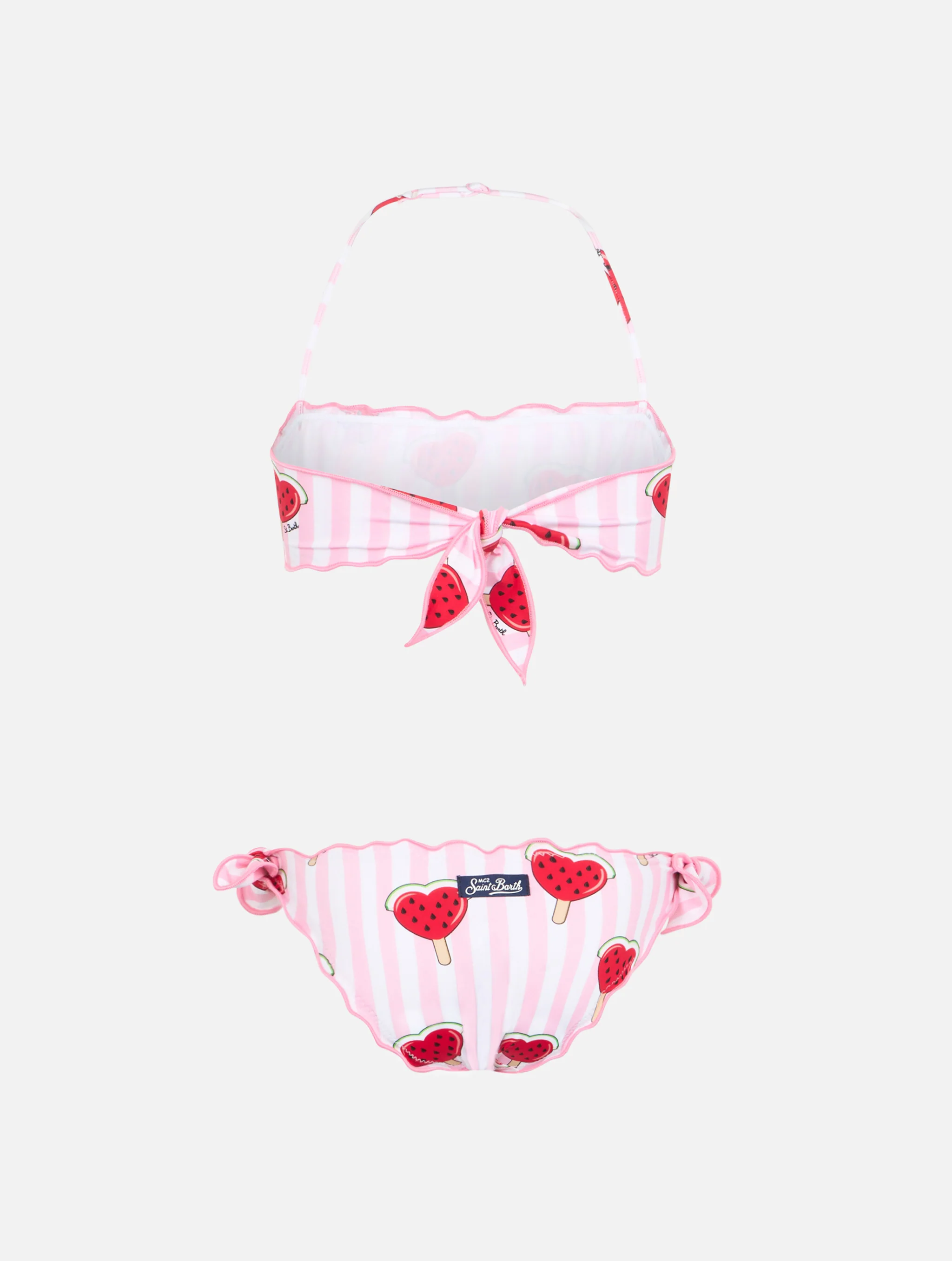 Girl classic bandeau bikini Emy with hearted watermelon print - Image 2