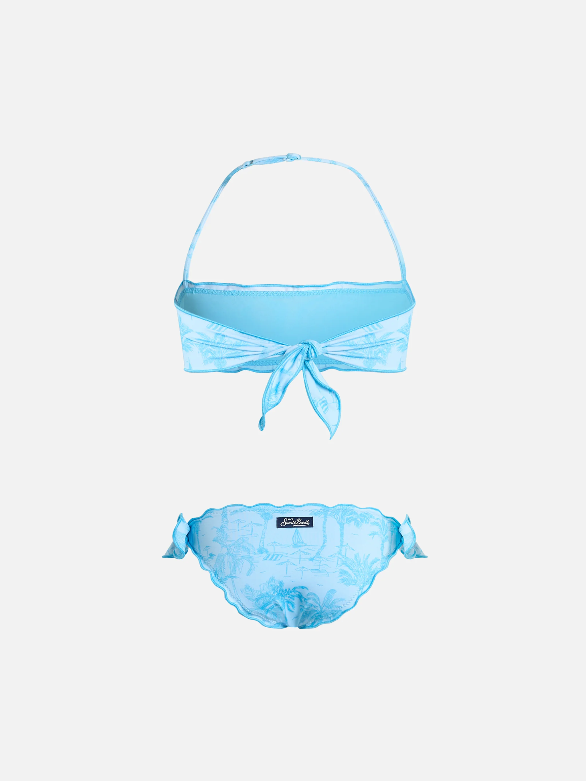 Girl classic bandeau bikini Emy with toile de jouy print - Image 2