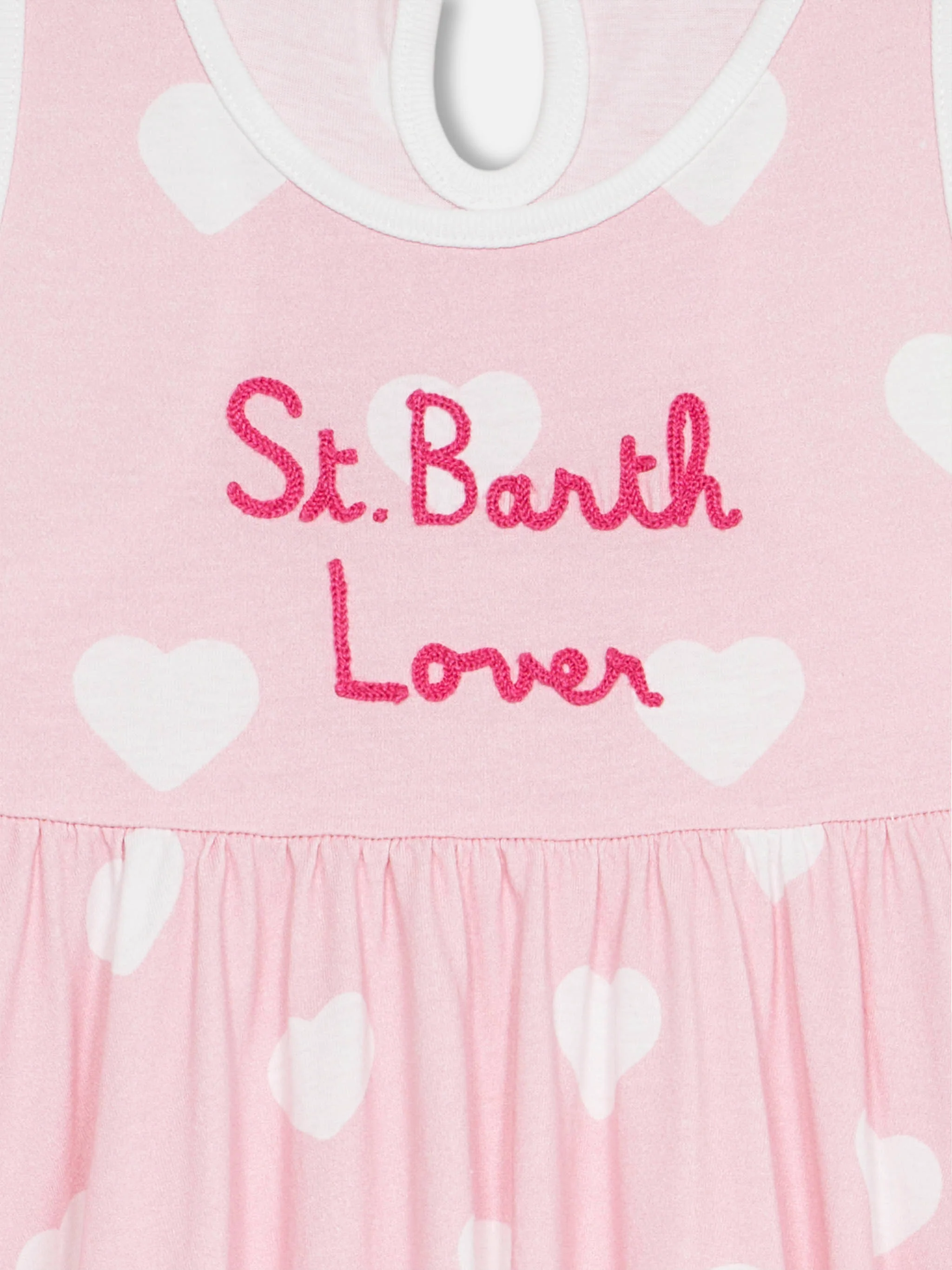 Girl cotton dress Masha with print and "I love St Barth" embroidery - Image 2