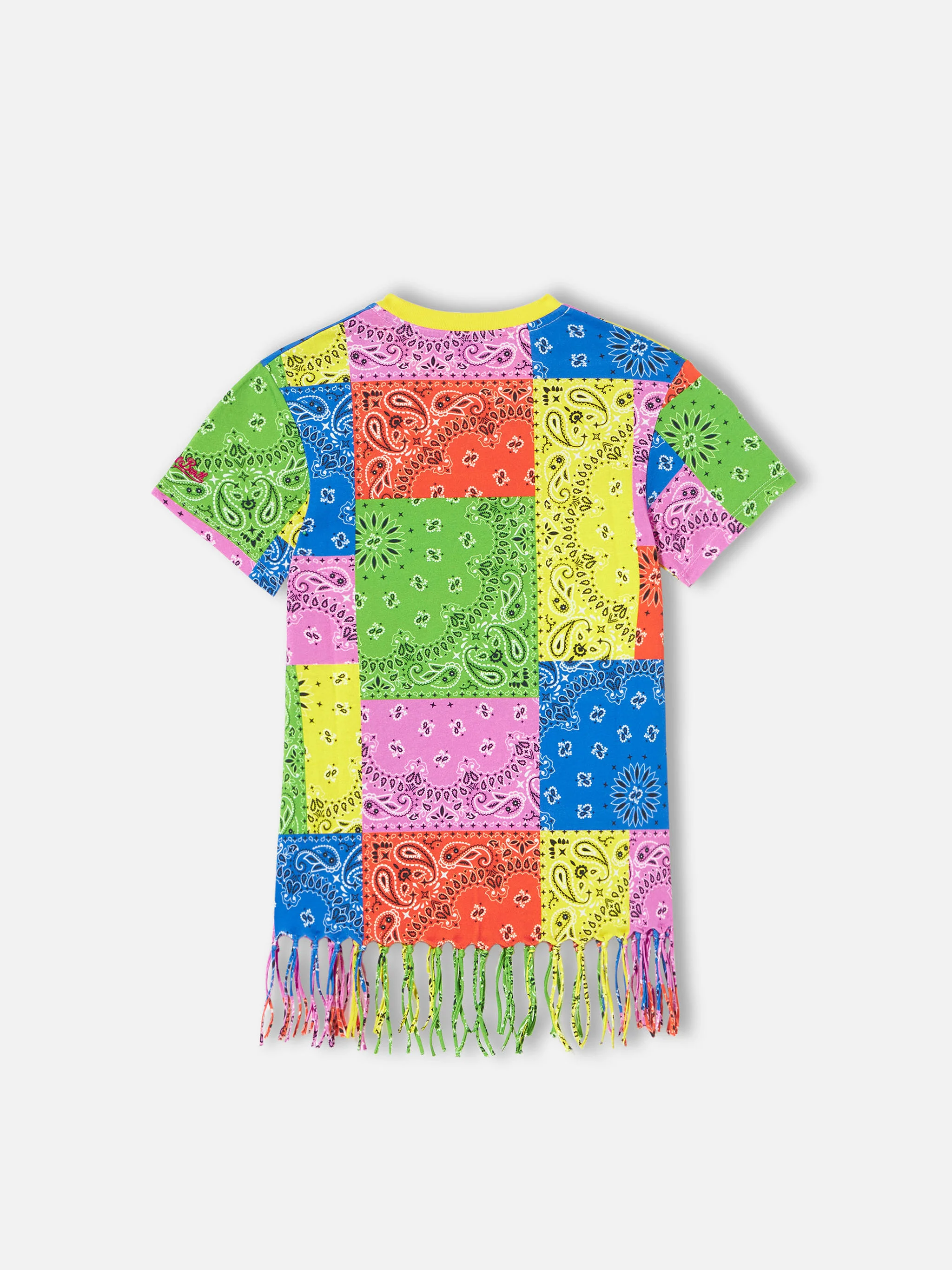 Girl cotton dress with fluo bandana print - Image 3