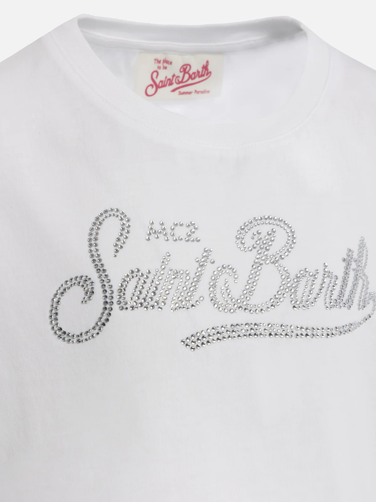 Girl cotton jersey crewneck t-shirt Elly with Saint Barth rhinestone embroidery - Image 2