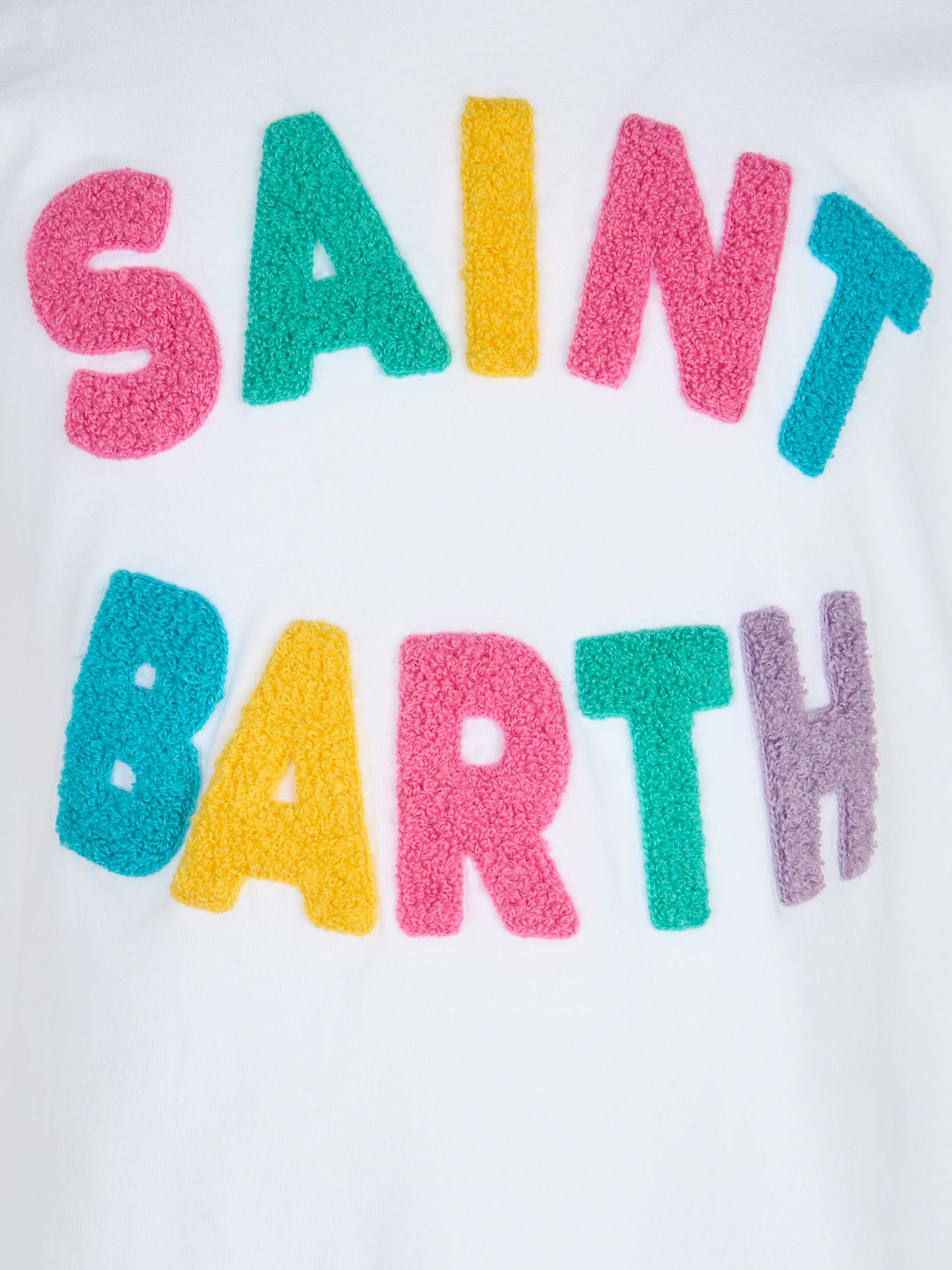 Girl cotton jersey crewneck t-shirt Elly with Saint Barth terry patch - Image 3