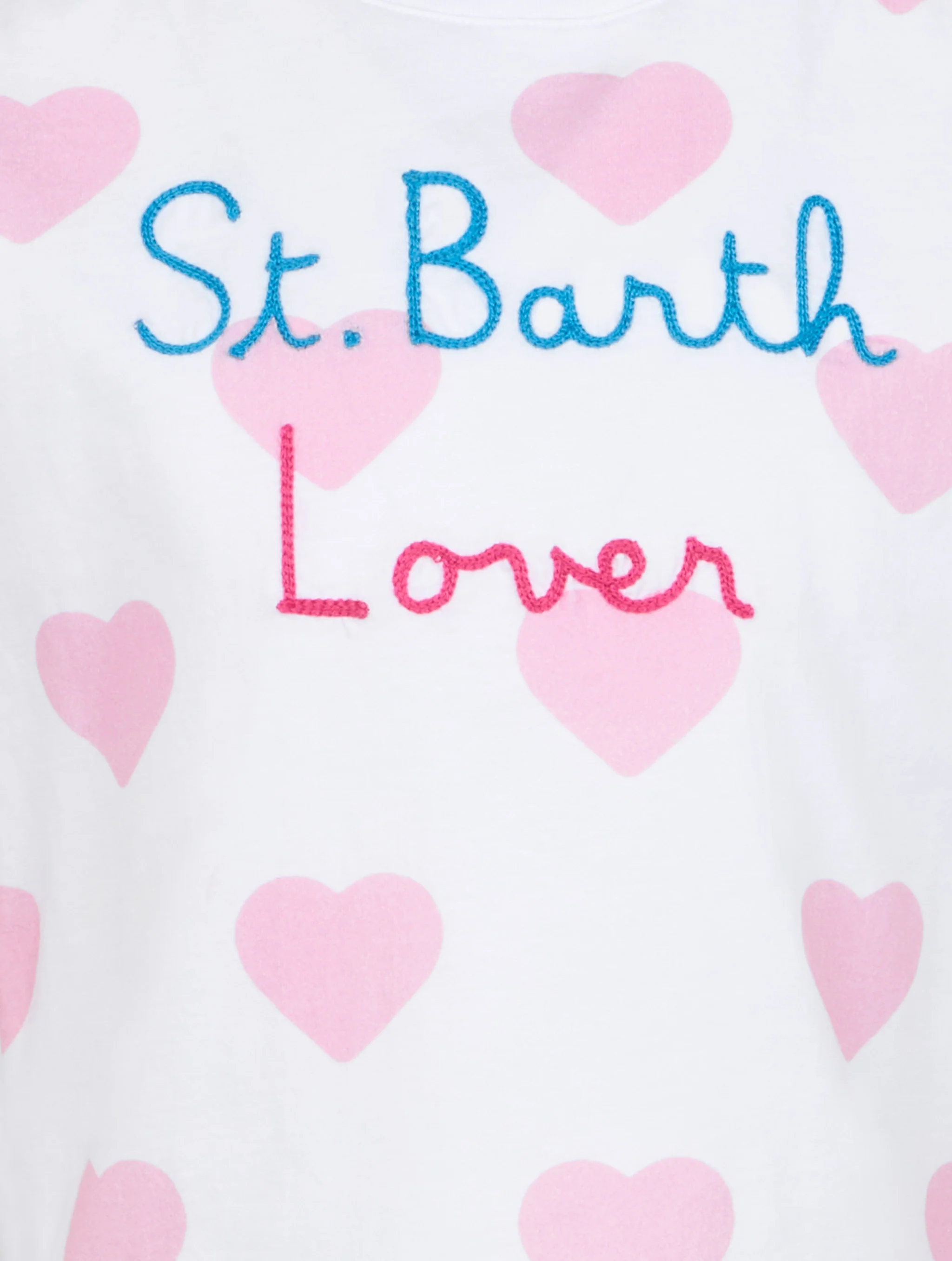 Girl cotton jersey crewneck t-shirt Elly with St.Barth Lover embroidery - Image 2