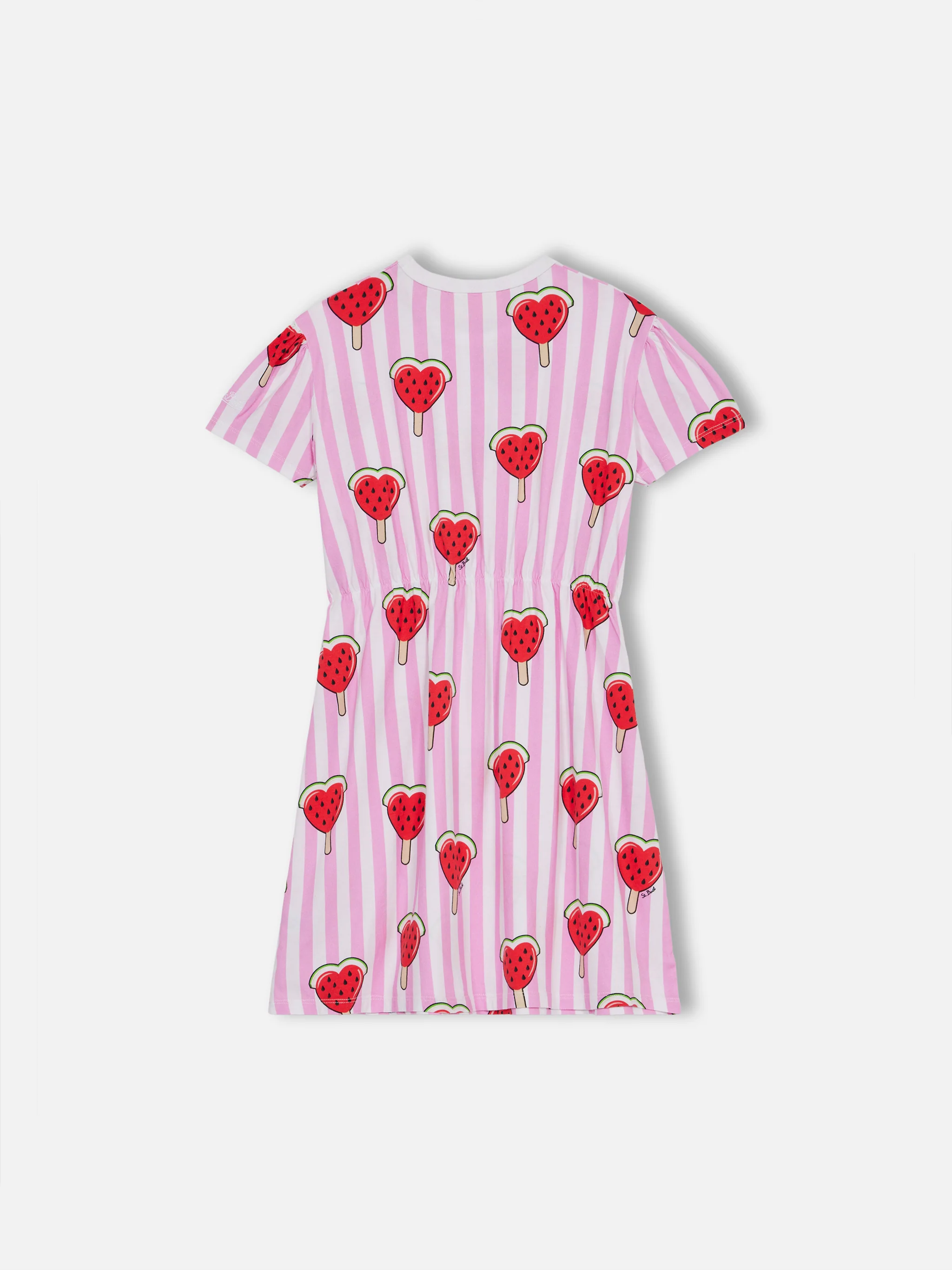 Girl cotton jersey dress Leila with heart watermelon print - Image 2