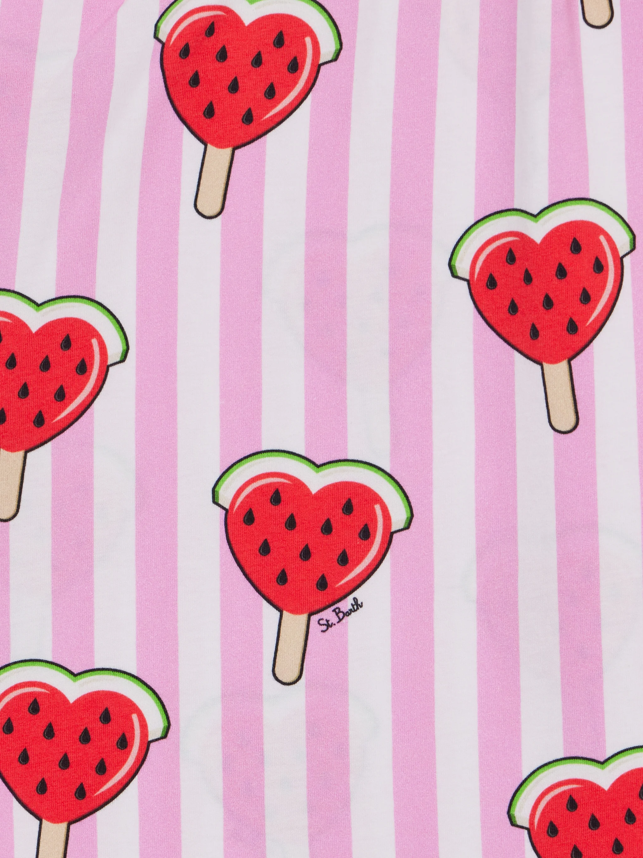 Girl cotton jersey dress Leila with heart watermelon print - Image 3