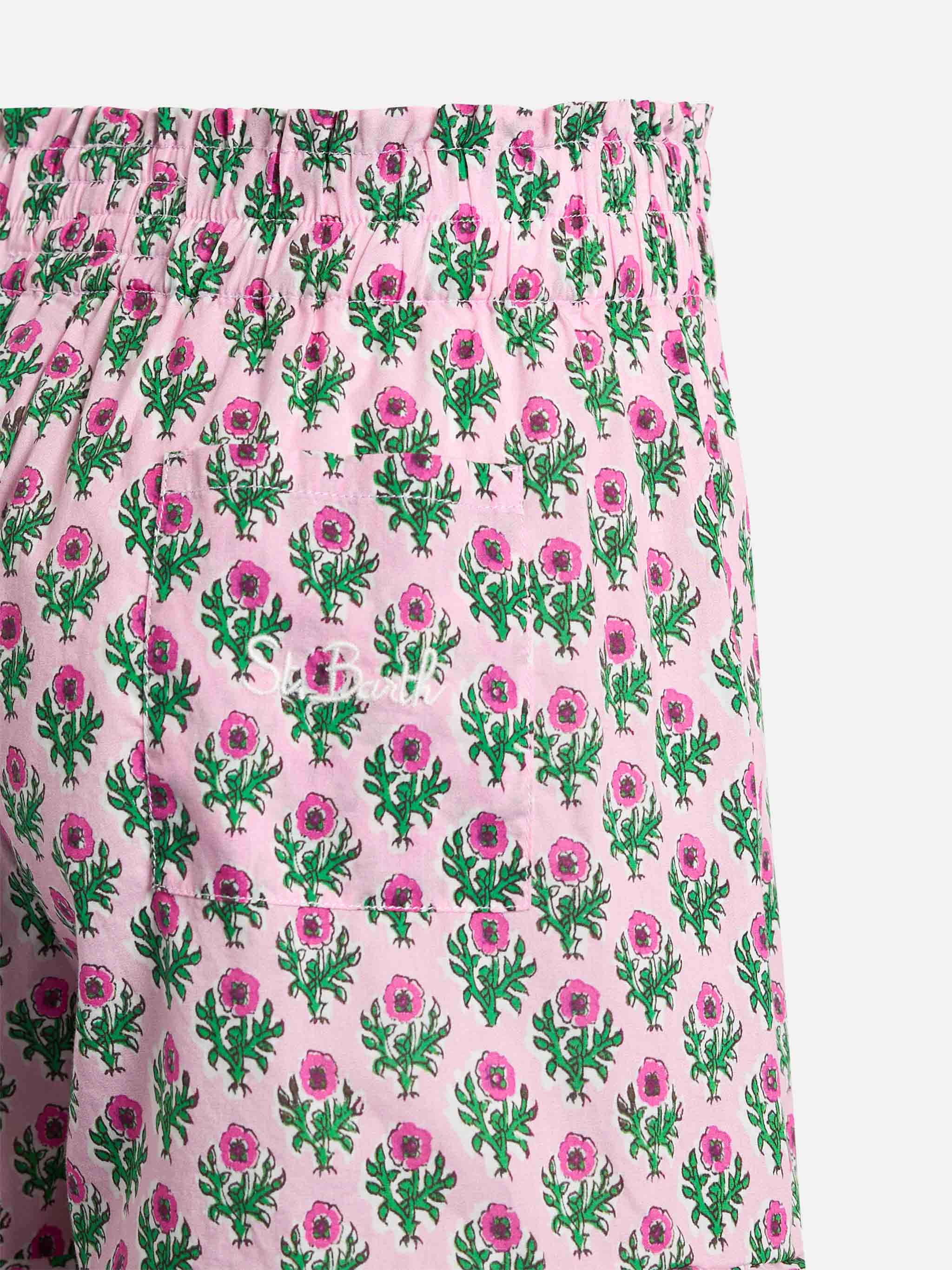 Girl cotton ruffled shorts Ander P with flower print - Image 2