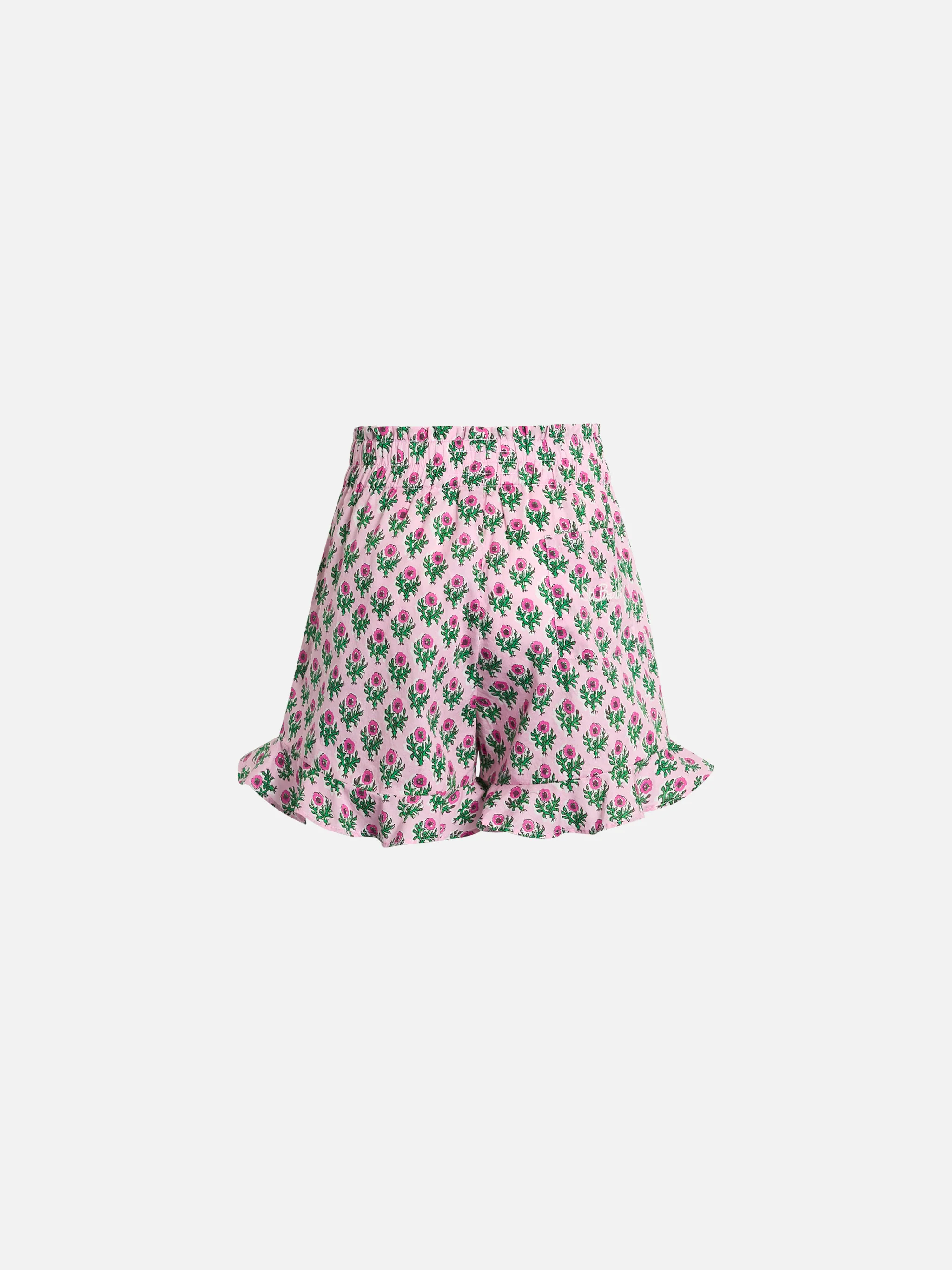 Girl cotton ruffled shorts Ander P with flower print - Image 3