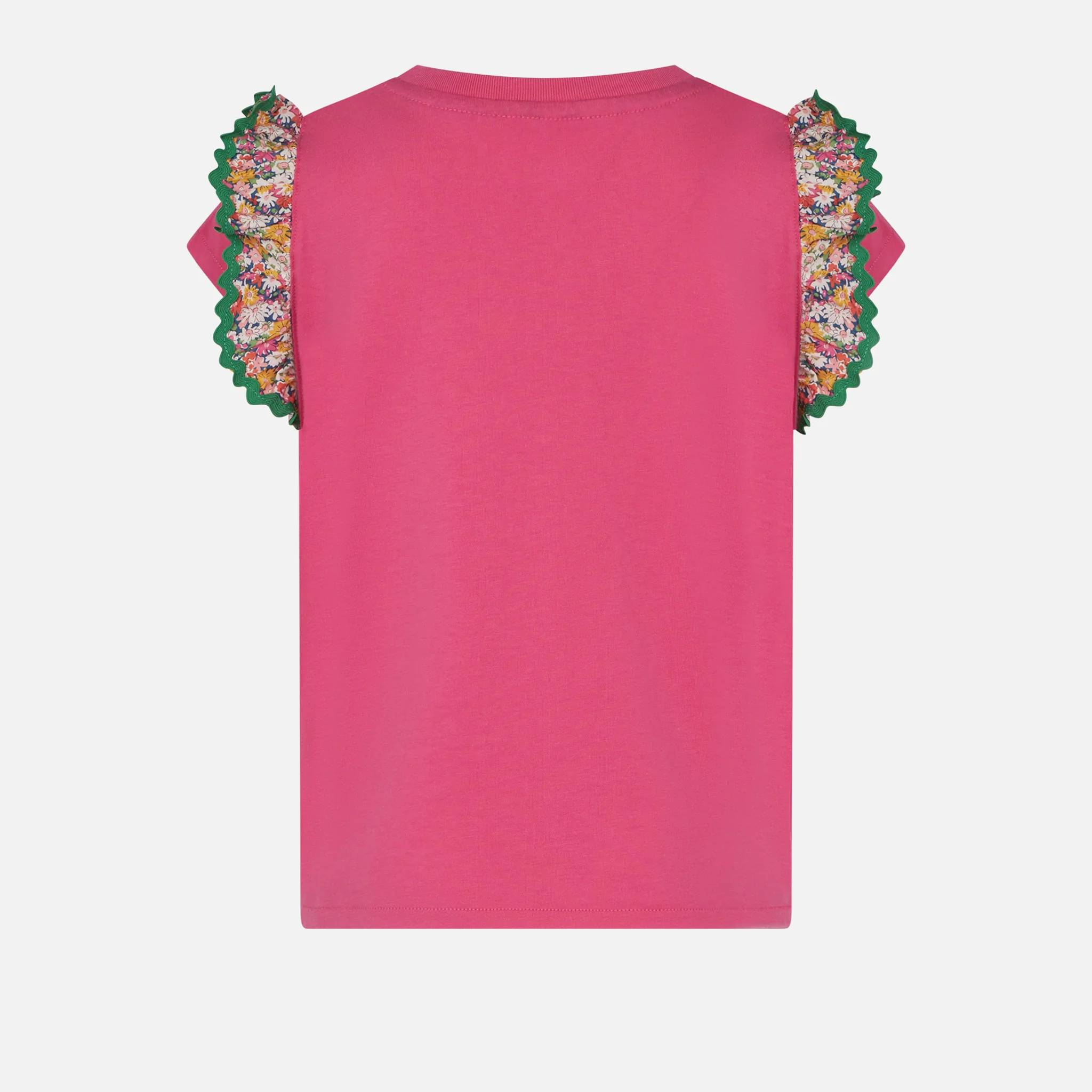 Girl cotton t-shirt with flounce and embroidery - Image 3