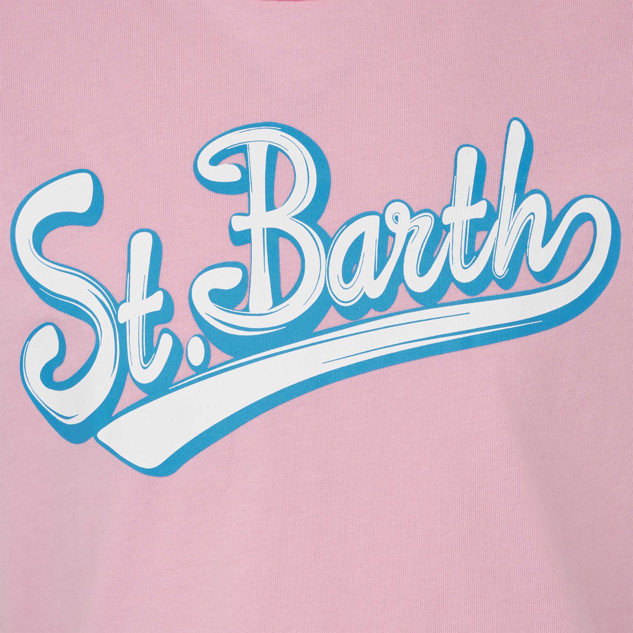 Girl cotton t-shirt with St. Barth print - Image 2