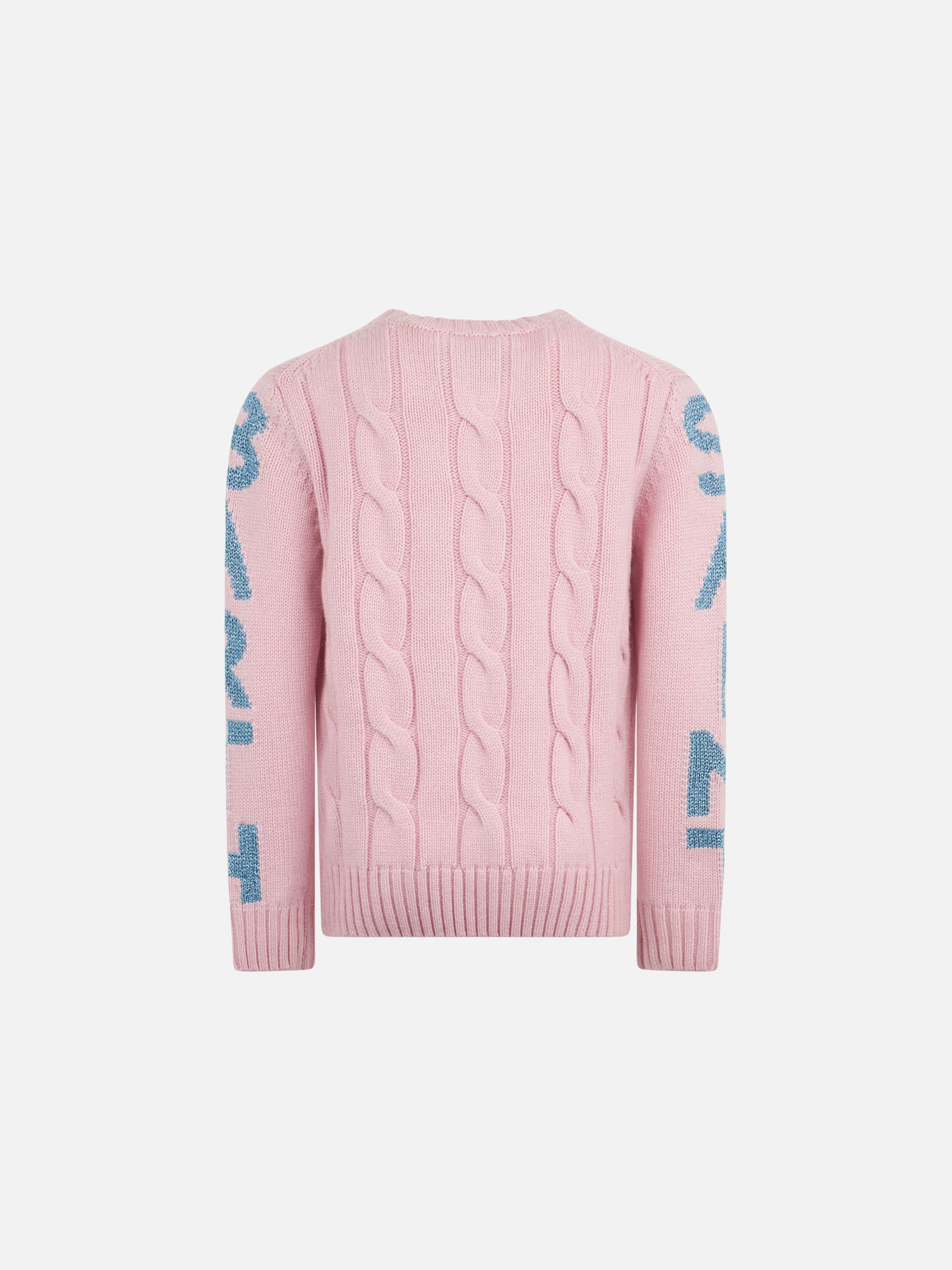 Girl crewneck braided sweater with Saint Barth lurex print - Image 2