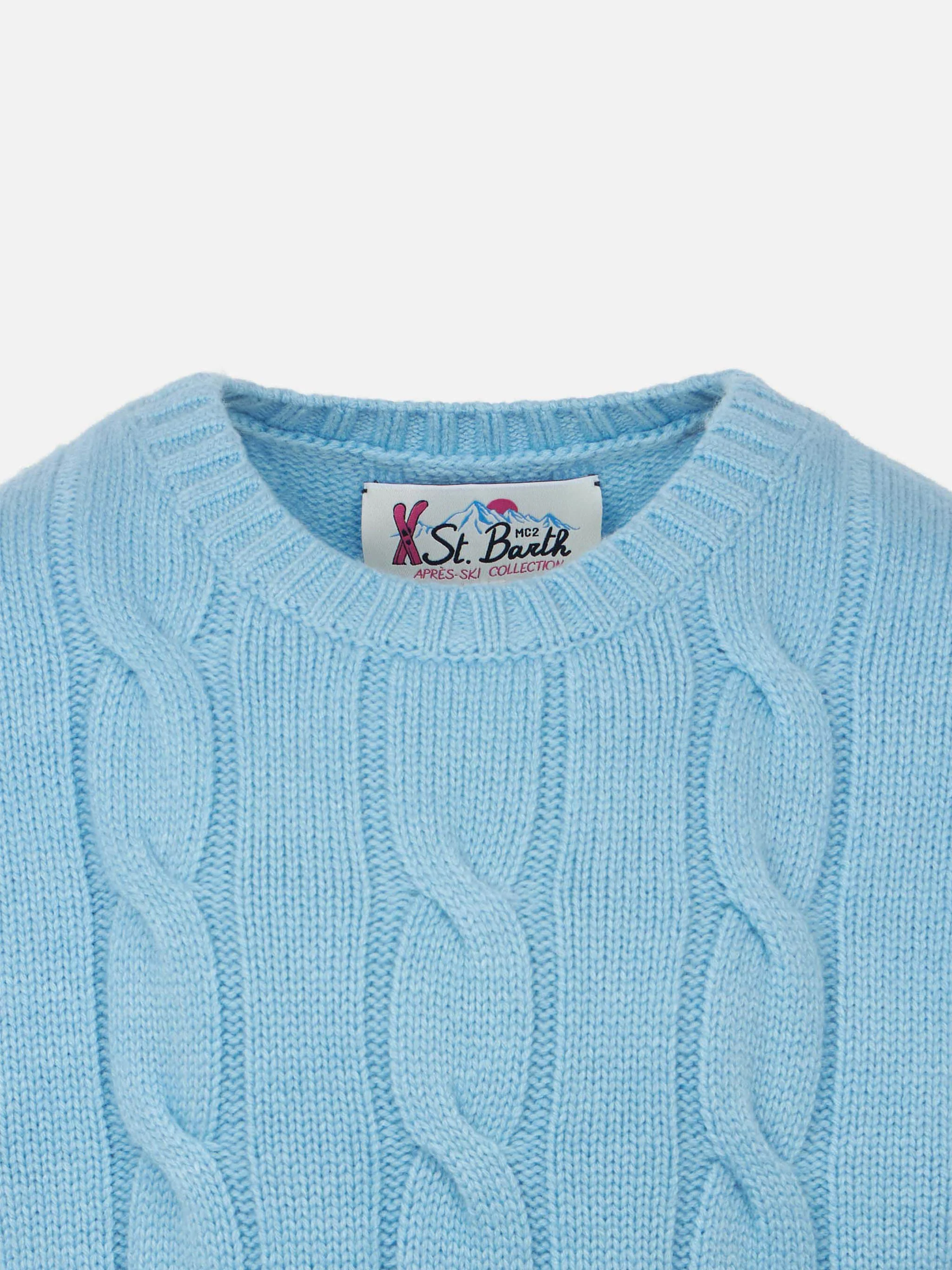 Girl crewneck braided sweater with Saint Barth lurex print - Image 3