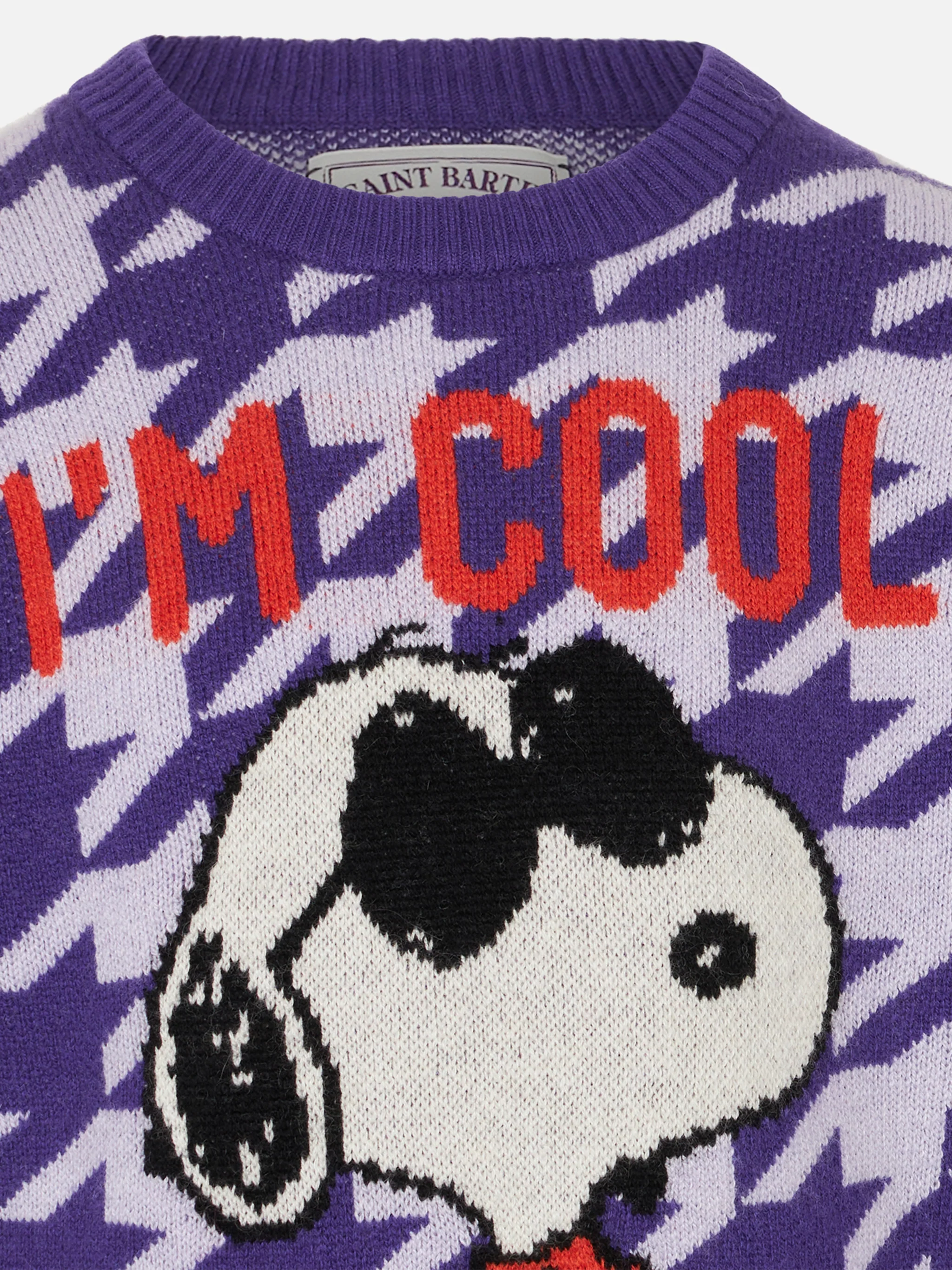 Girl crewneck pied de poule sweater with Snoopy jacquard | SNOOPY PEANUTS™ SPECIAL EDITION - Image 2