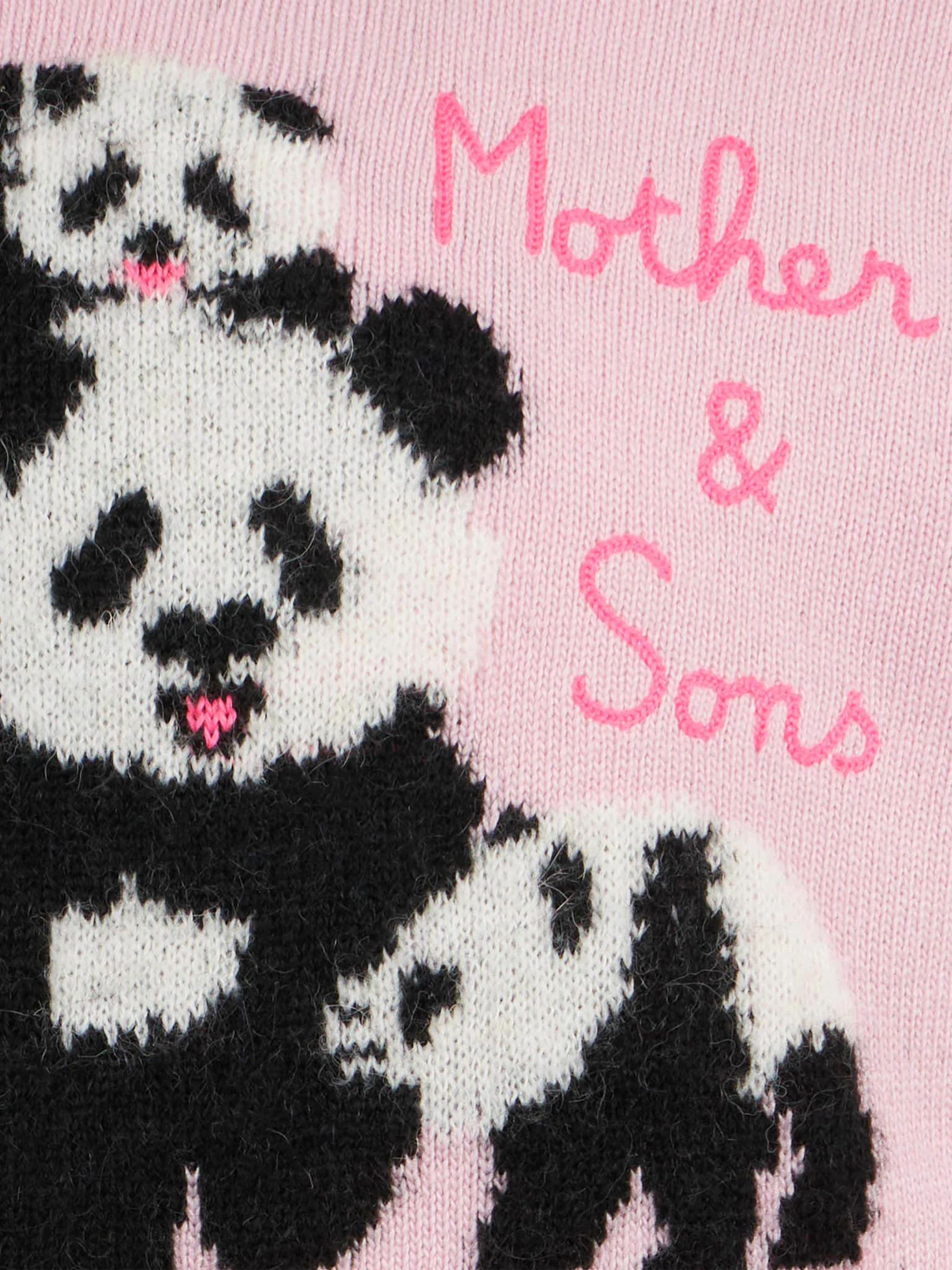Girl crewneck pink sweater with Mother & Sons embroidery - Image 3