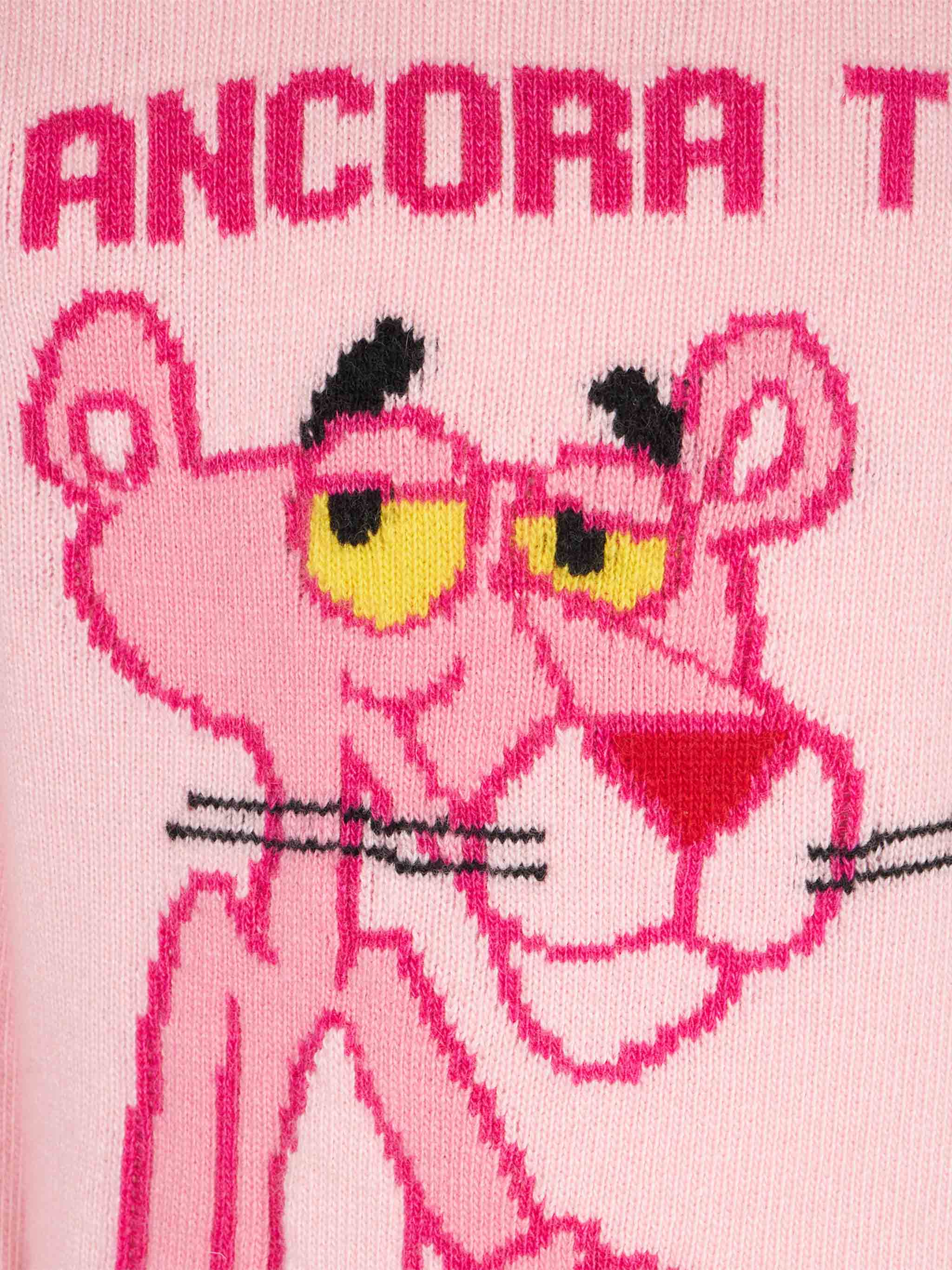 Girl crewneck pink sweater with Pink Panther Ancora Tu? Print | THE PINK PANTHER SPECIAL EDITION - Image 2