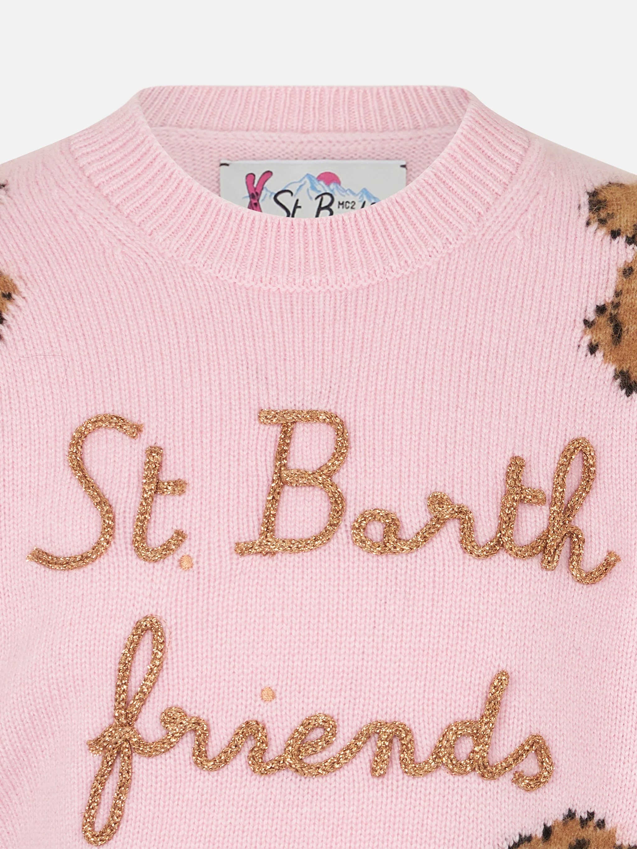 Girl crewneck soft ribbed sweater with St. Barth Friends embroidery - Image 2