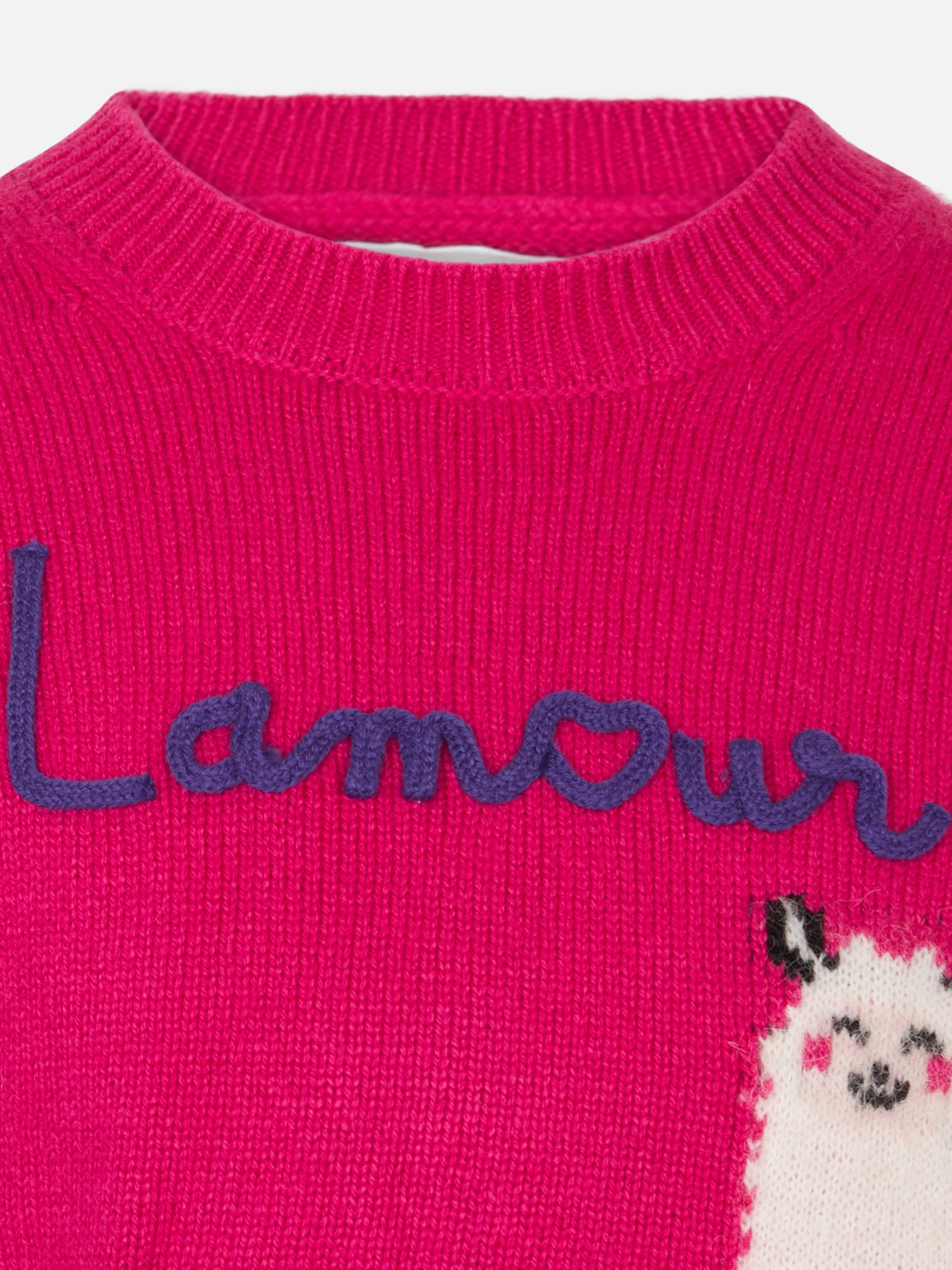 Girl crewneck sweater with L'Am<3ur embroidery - Image 2