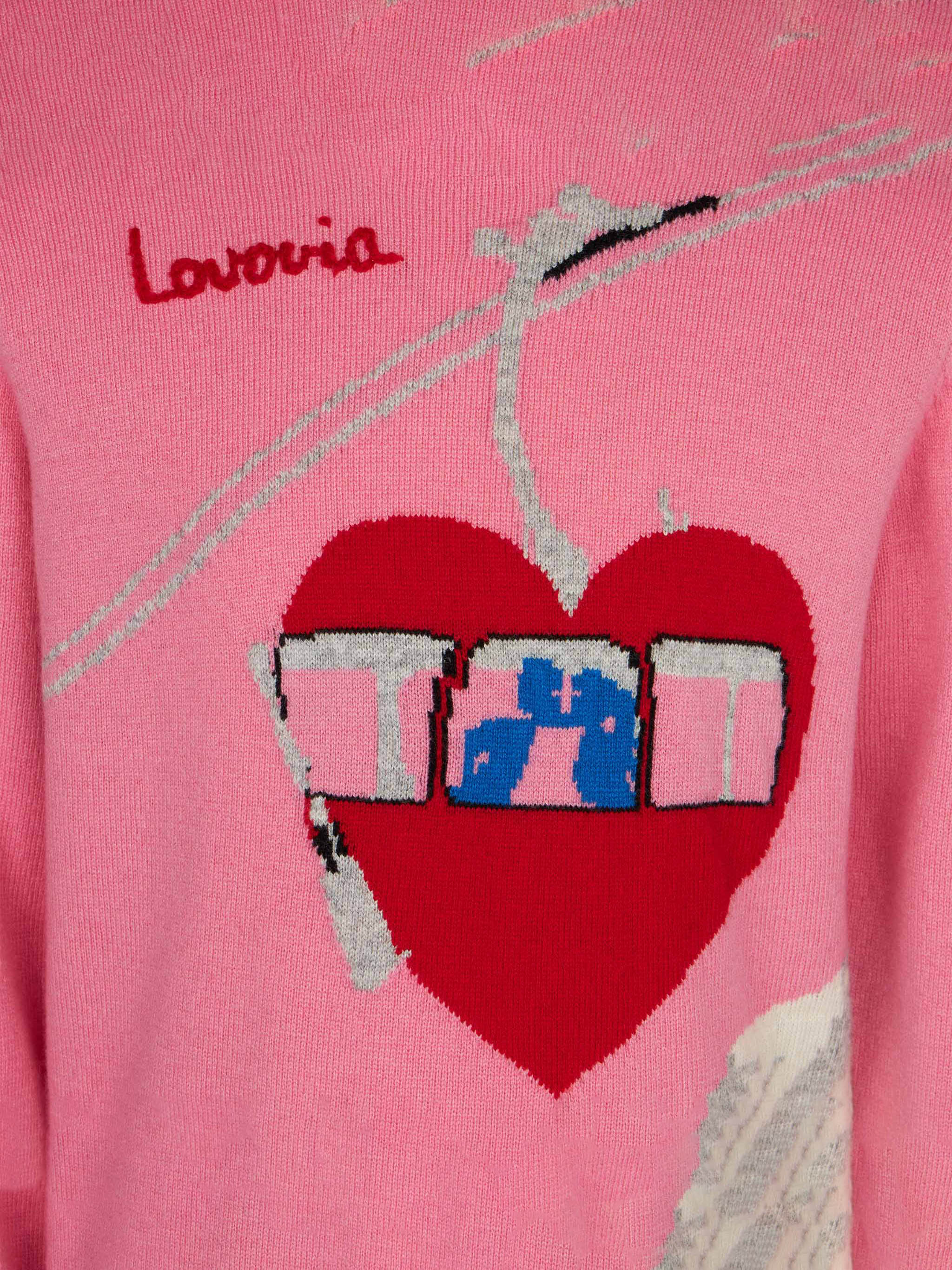 Girl crewneck sweater with love jacquard - Image 3