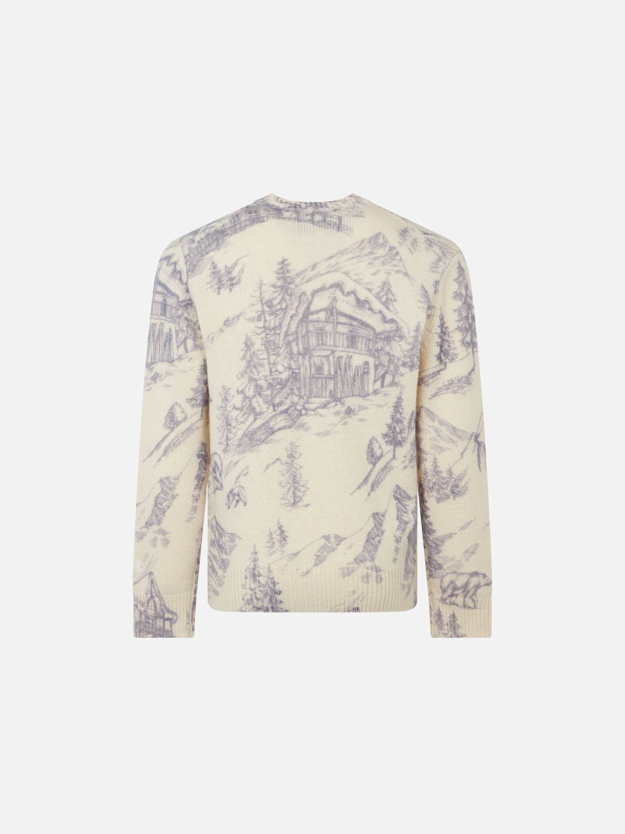 Girl crewneck  toile de jouy sweater with La Montagne embroidery - Image 3