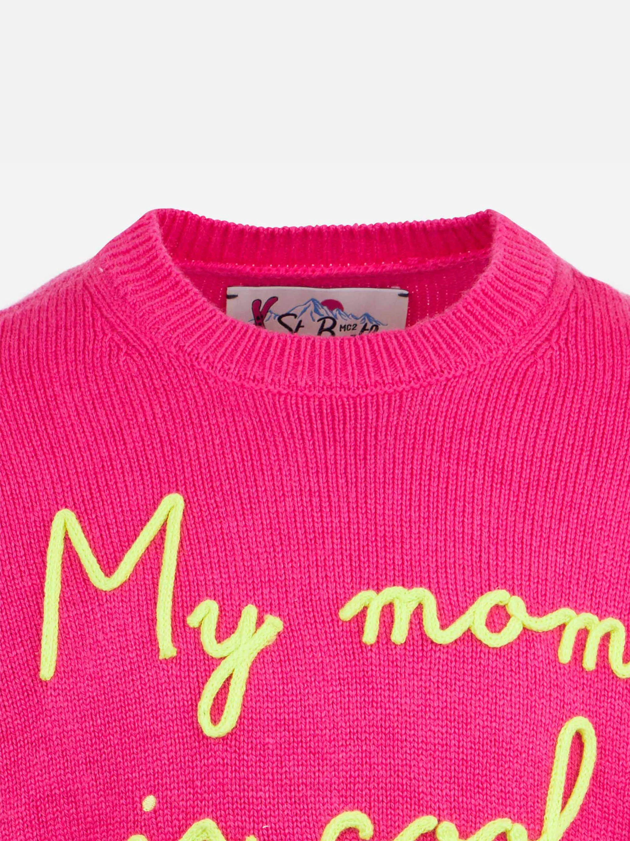 Girl crewneck sweater with My mom is Cool embroidery - Image 3