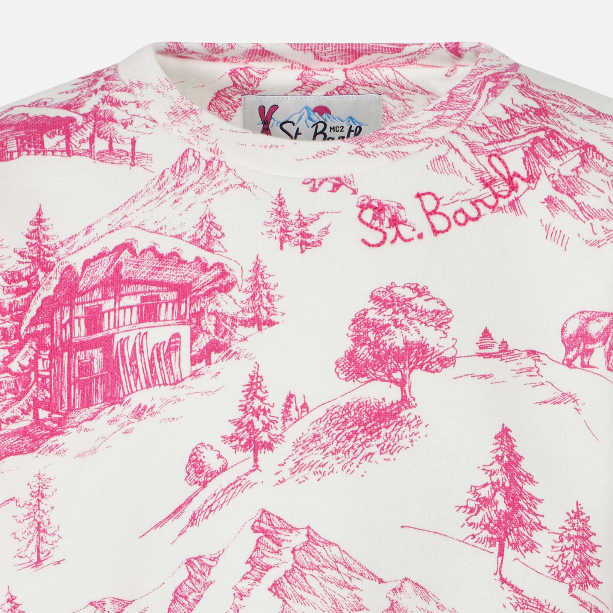 Girl crewneck sweatshirt with toile de jouy print - Image 3