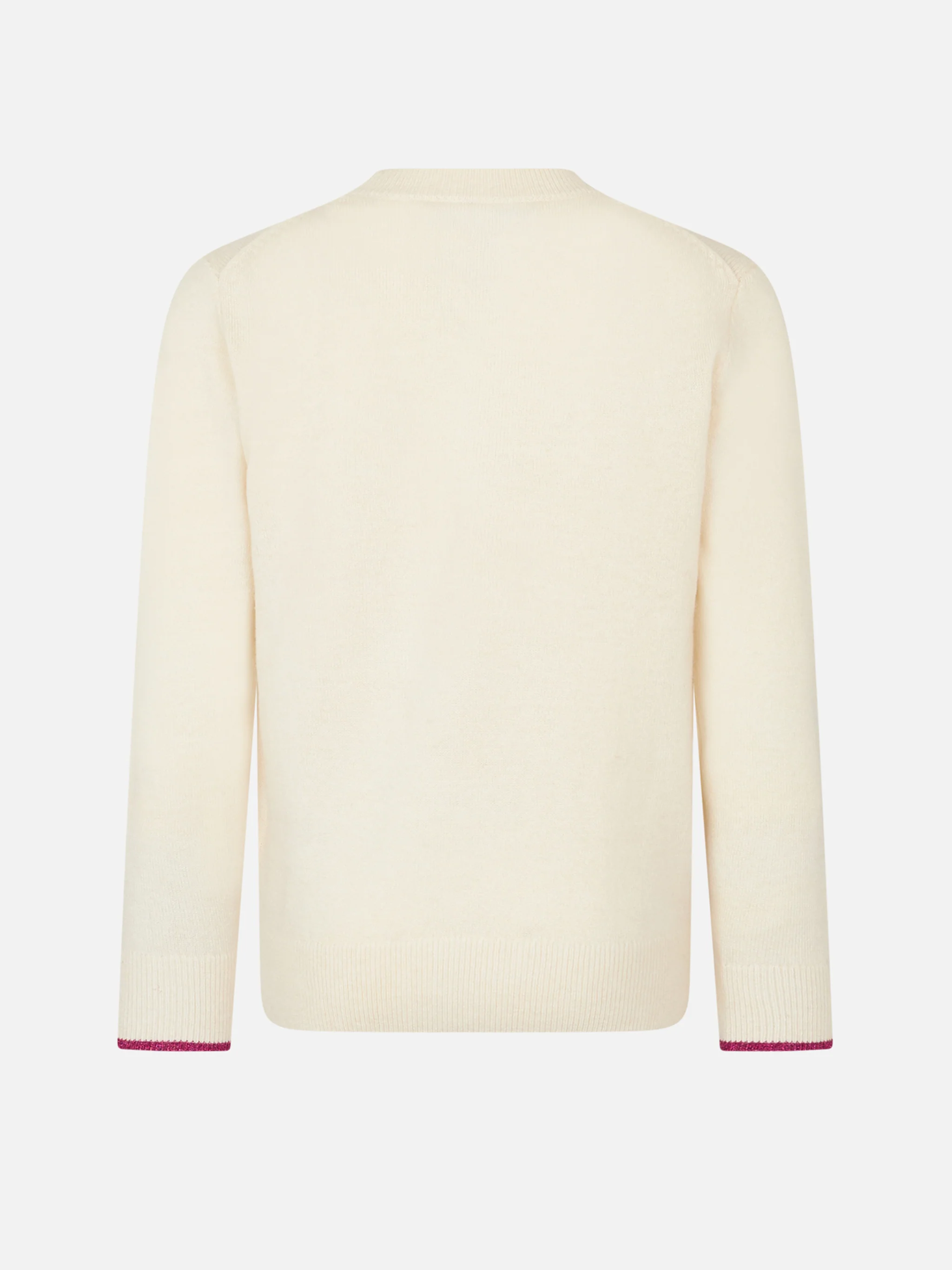 Girl crewneck white sweater with Barbie jacquard | BARBIE SPECIAL EDITION - Image 3