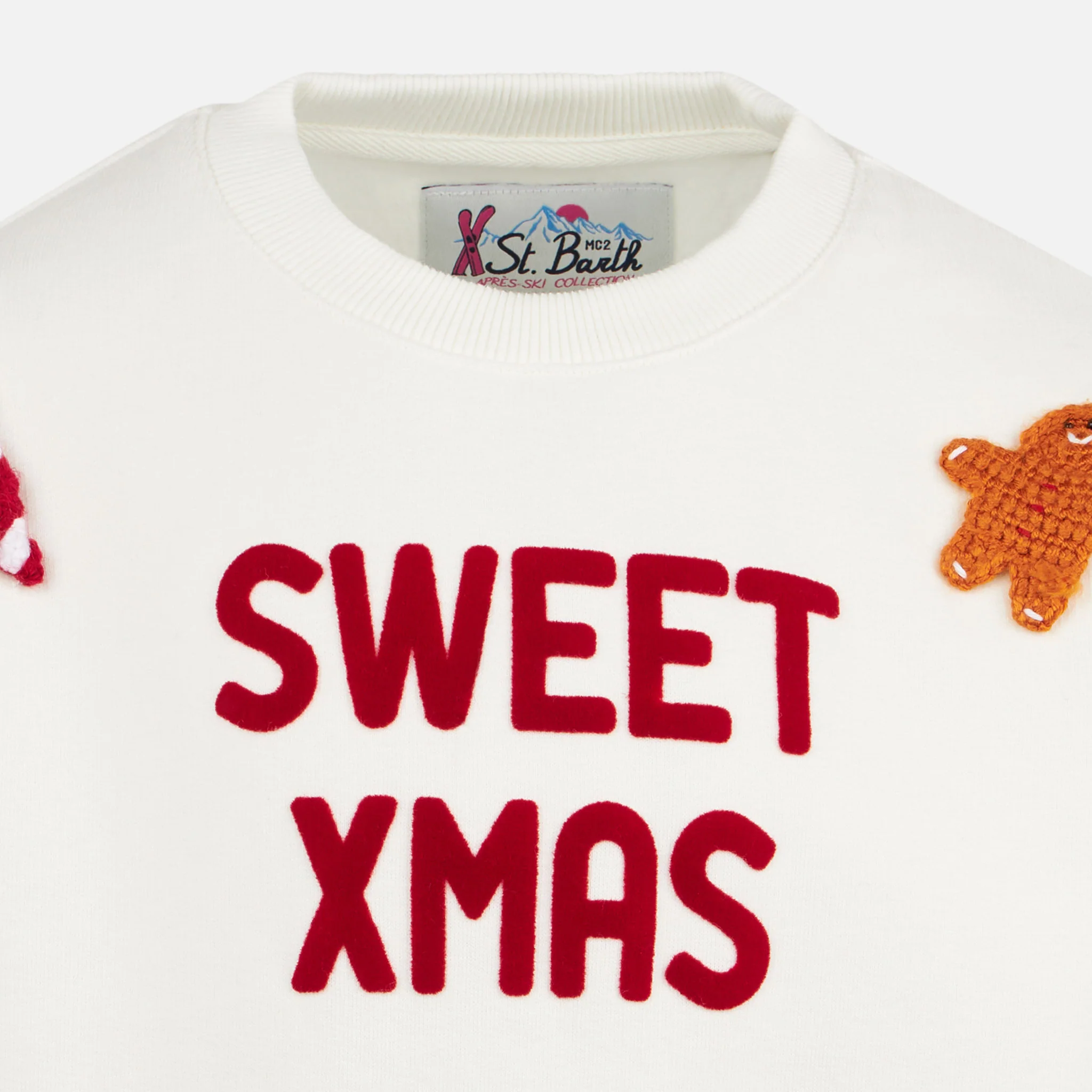 Girl crewneck white sweatshirt with ginger cane patches - Image 3