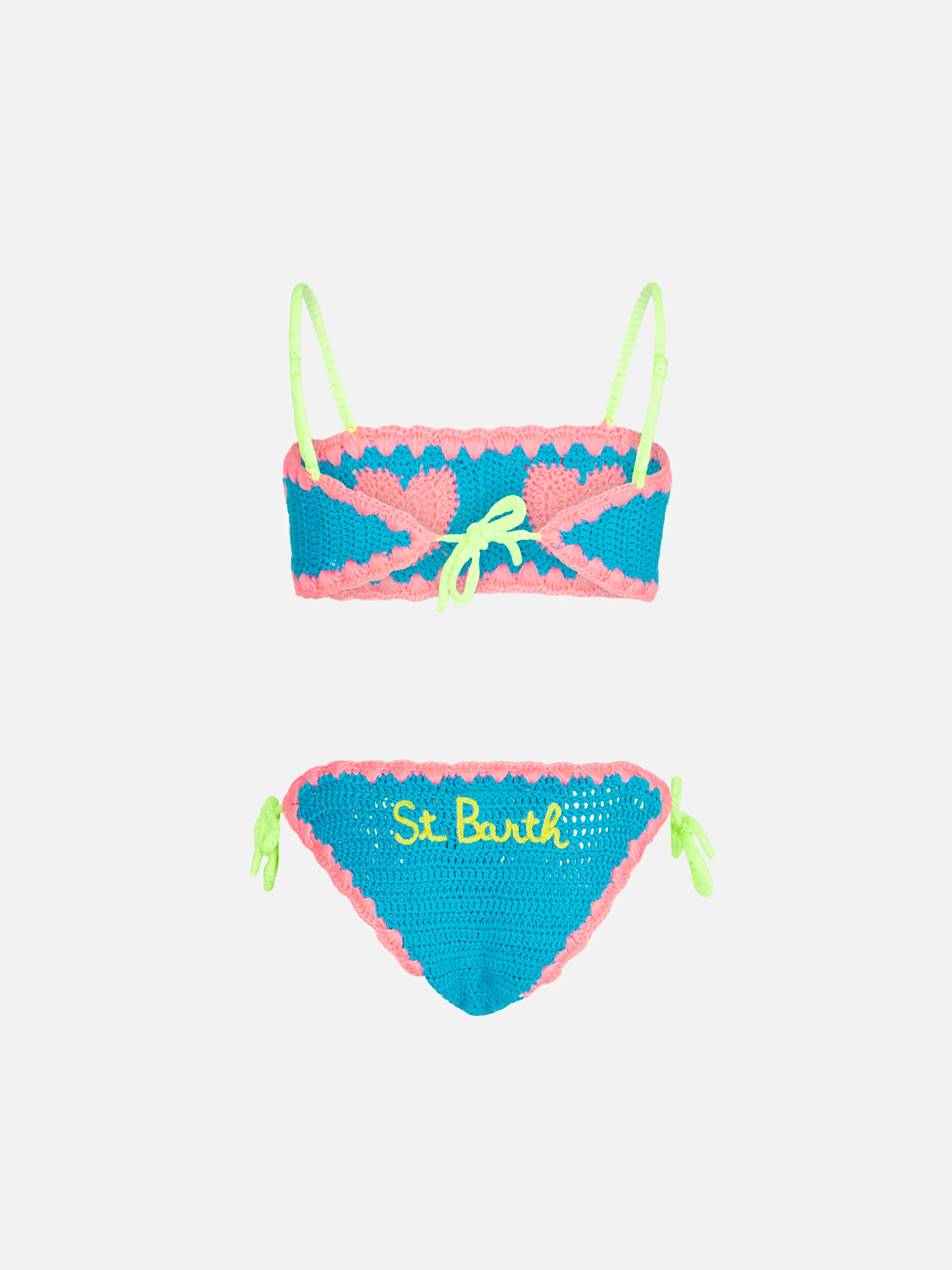 Girl crochet bandeau bikini with hearts - Image 2