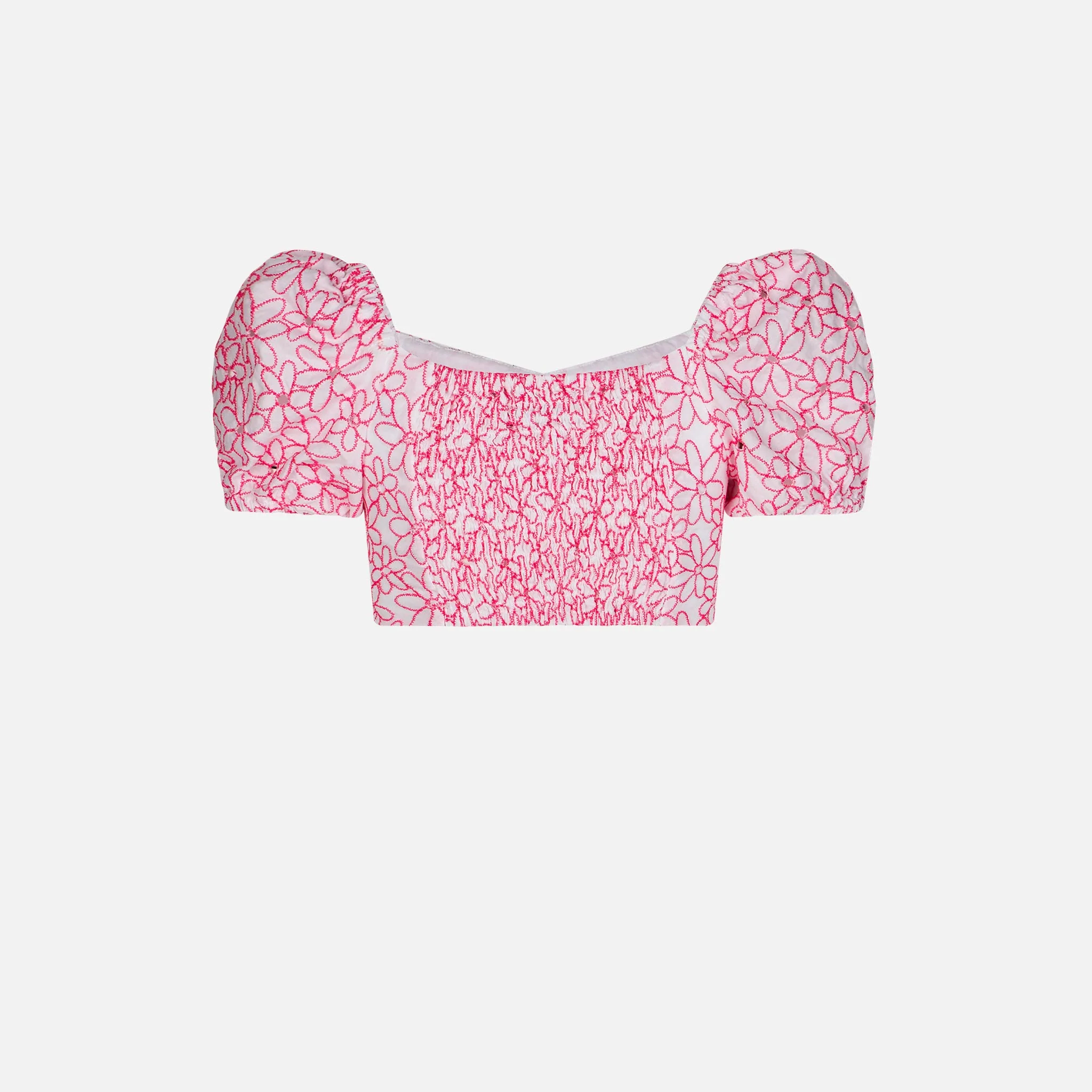 Girl crop top with daisy embroidery - Image 2