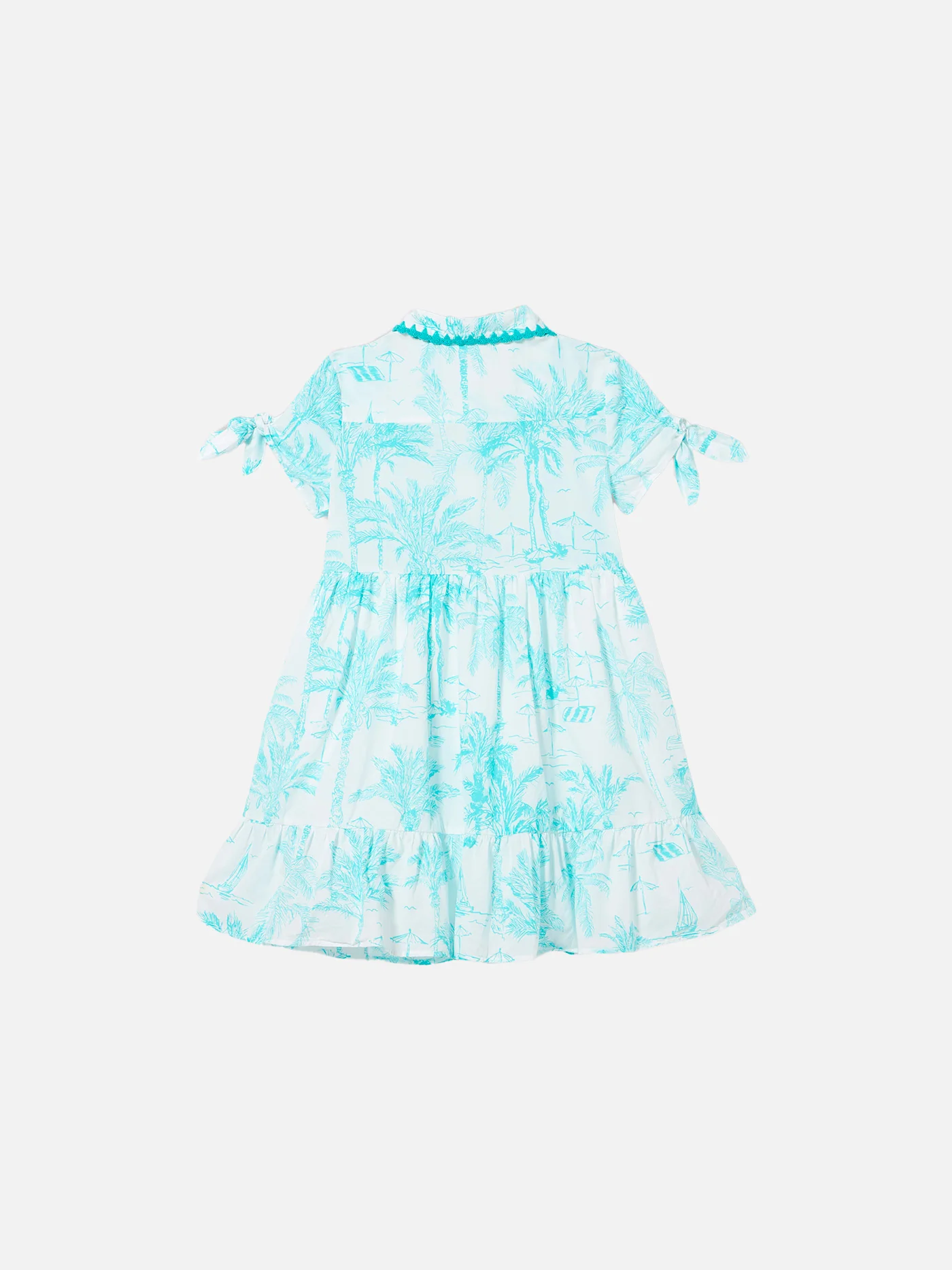 Girl dress with water green toile de jouy pattern - Image 2