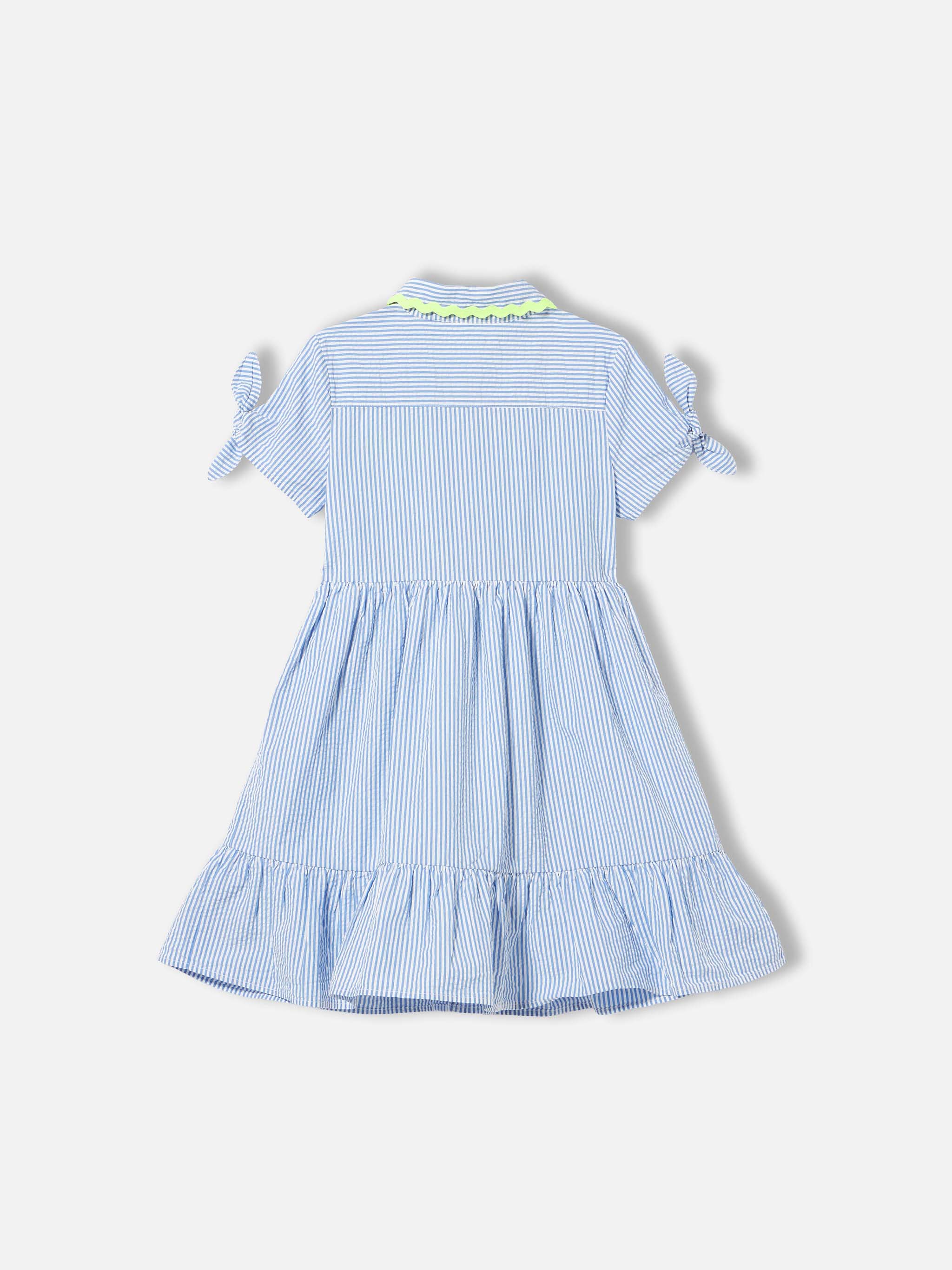 Girl dress Queenie with white and light blue stripes - Image 3