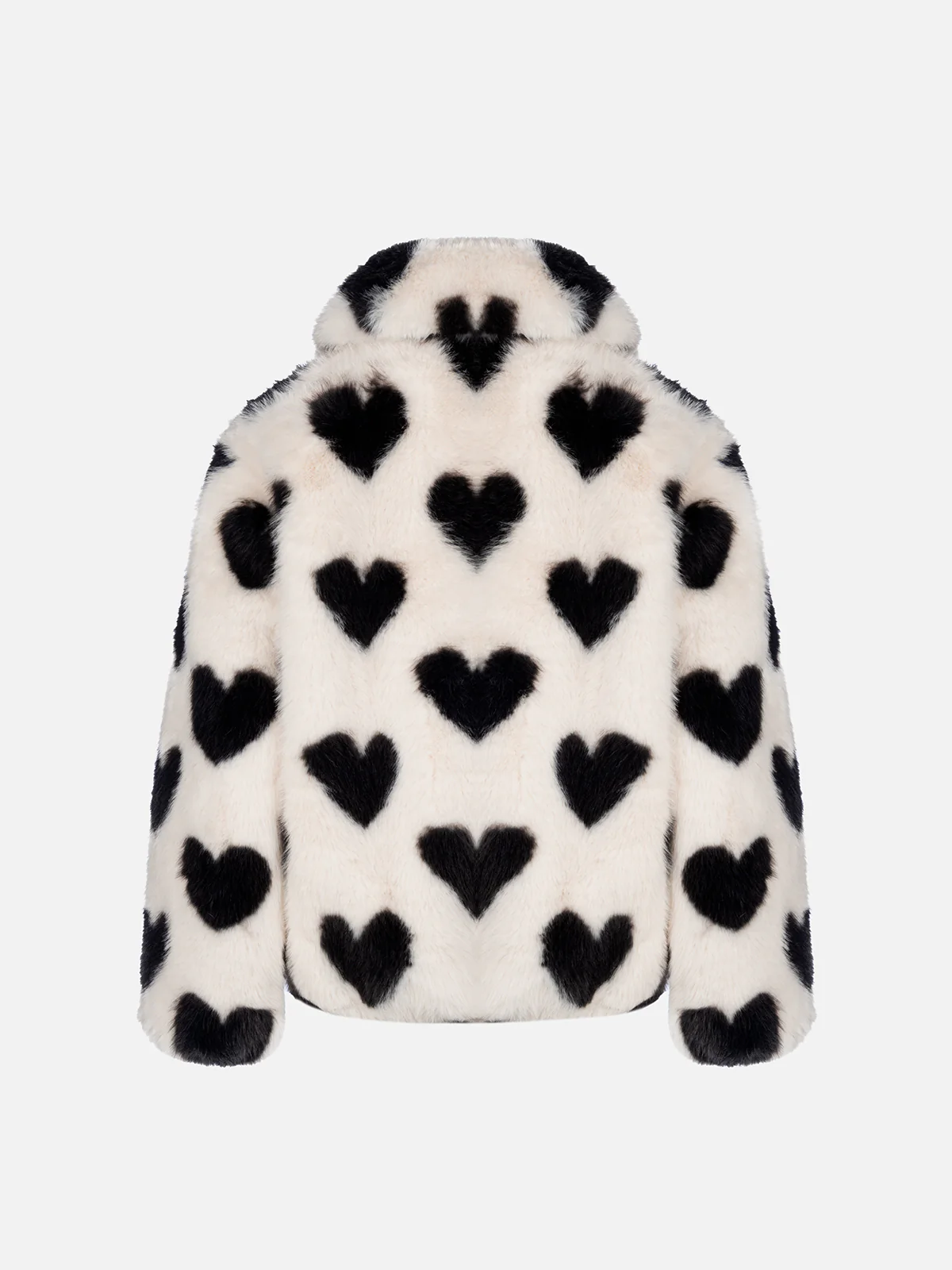 Girl faux fur jacket Aveline with heart print - Image 2