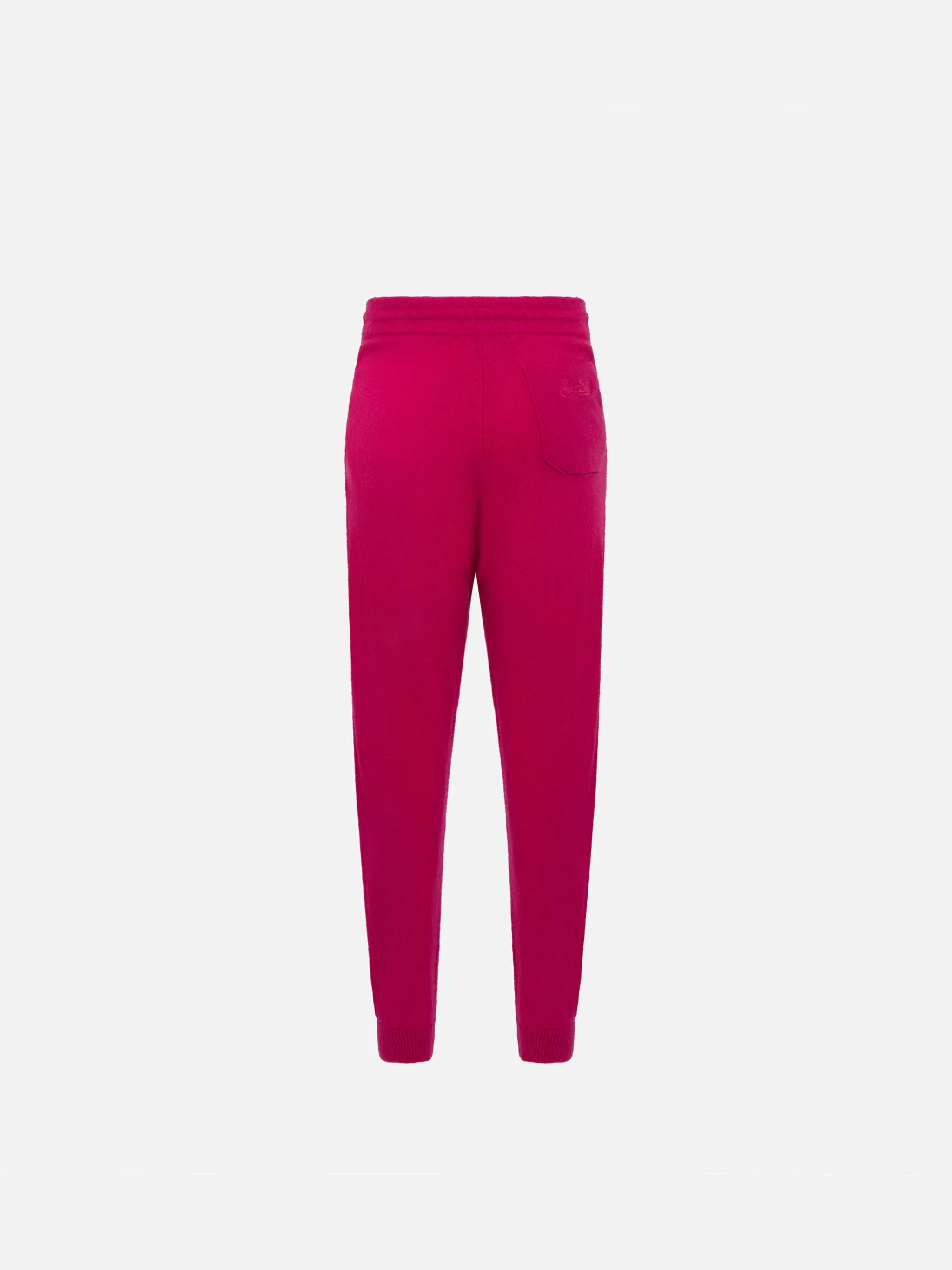 Girl fuchsia knitted jogger pants - Image 2