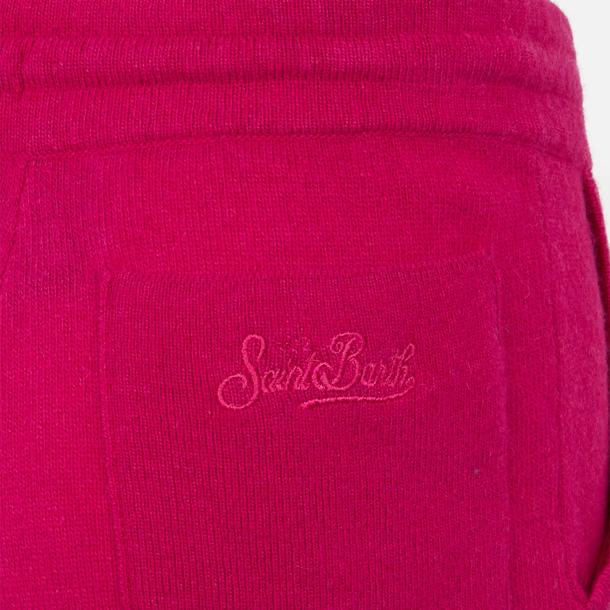 Girl fuchsia knitted jogger pants - Image 3